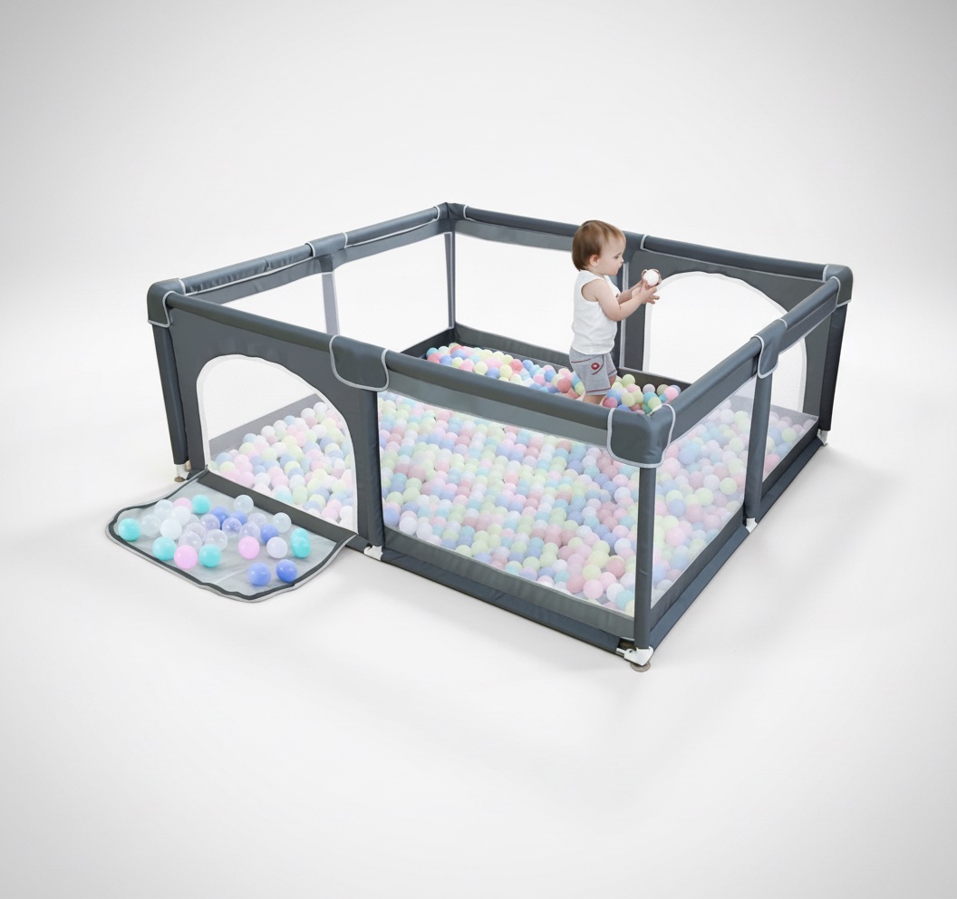 Parc bébé 2 m × 1,80 m – Gris