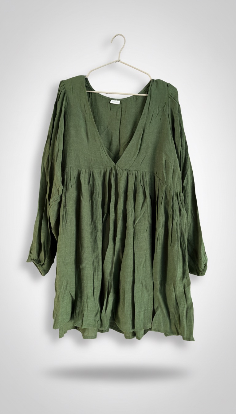 Robe courte verte d’été – légère et élégante