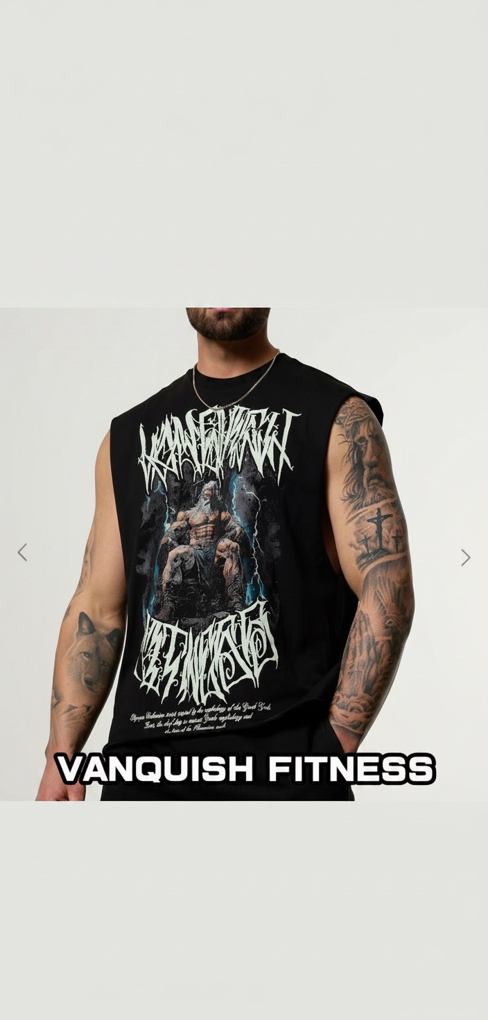 Olympus Black Zeus Oversized Boxy Cut Off Sleeveless T Shirt