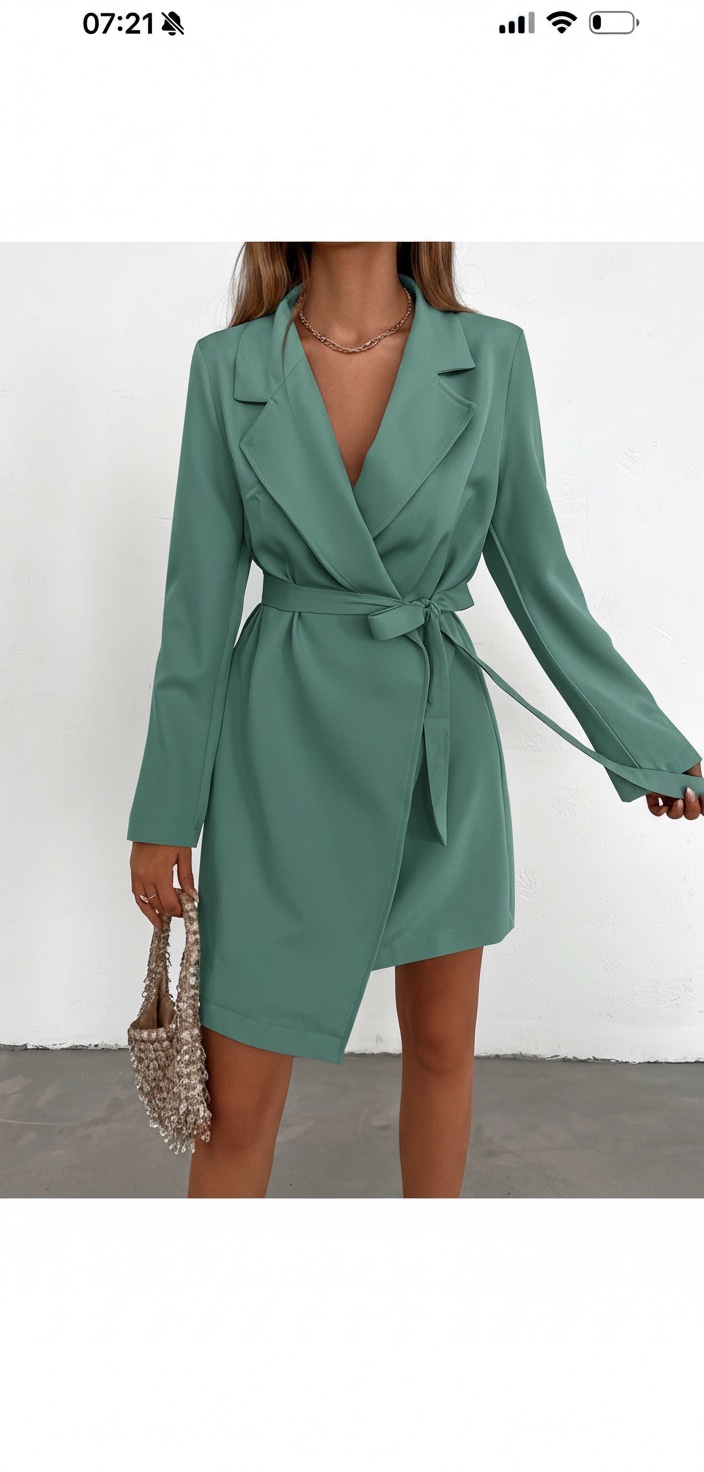 Robe de soirée style blazer vert/turquoise – Élégante & sophistiquée