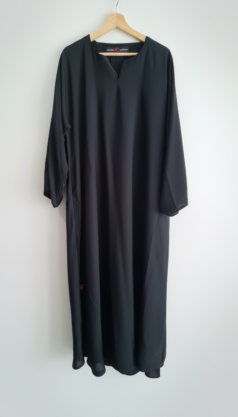 Abaya saoudienne élégante noire avec détails raffinés ✨ + foulard offert 