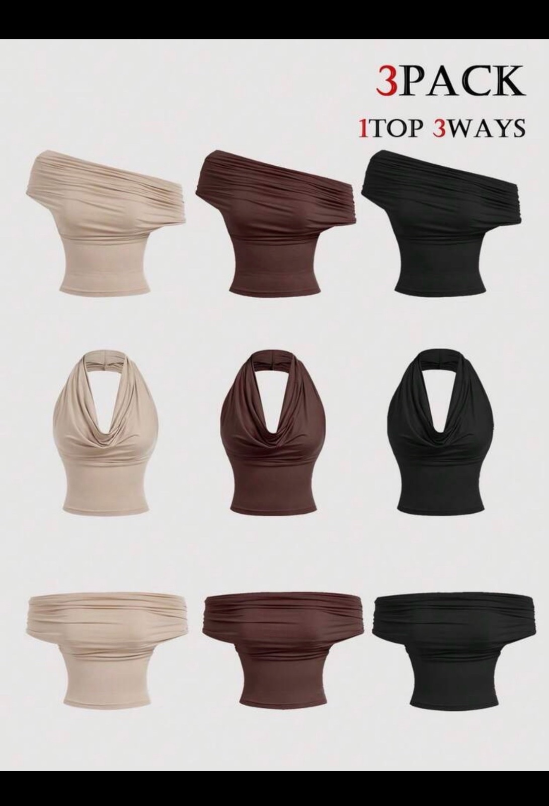 Lot de 3 Tops 3 ways 