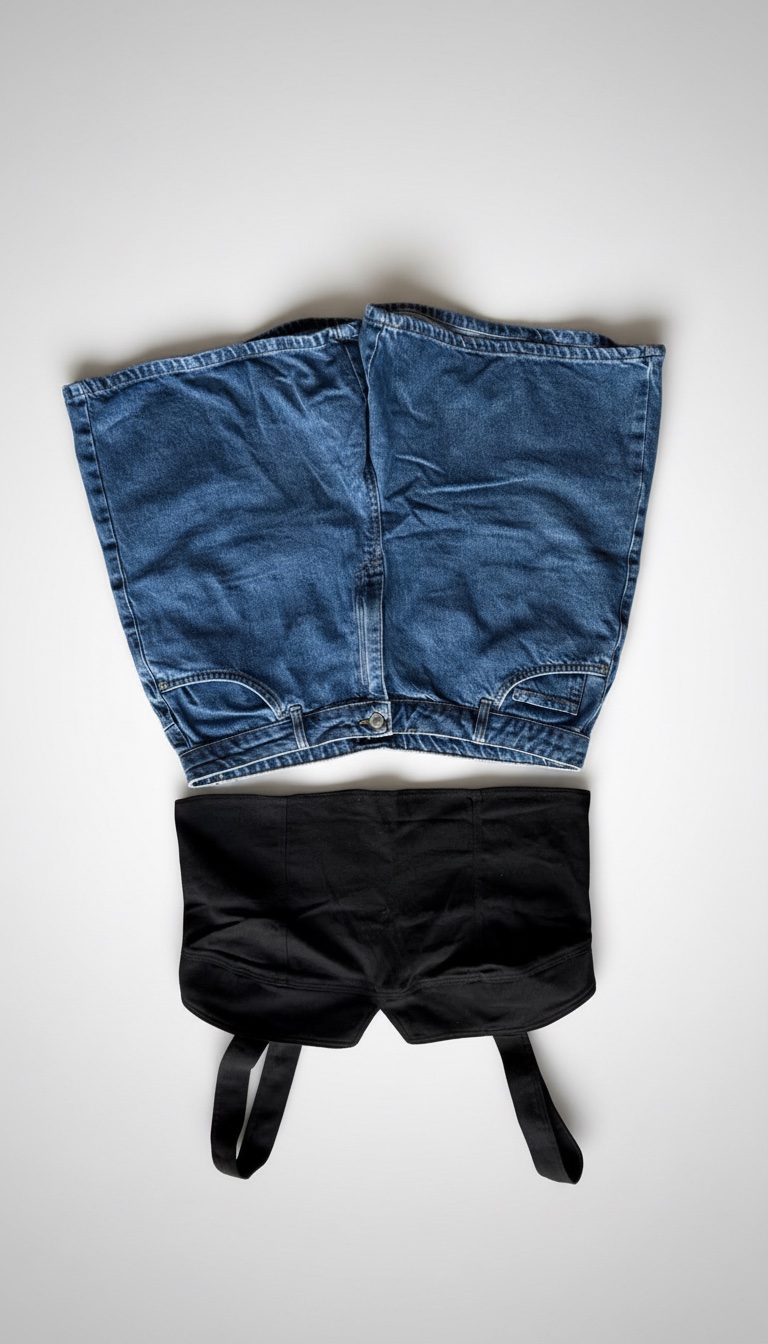 Set femme – jean short taille 34 + top noir taille L, look été tendance