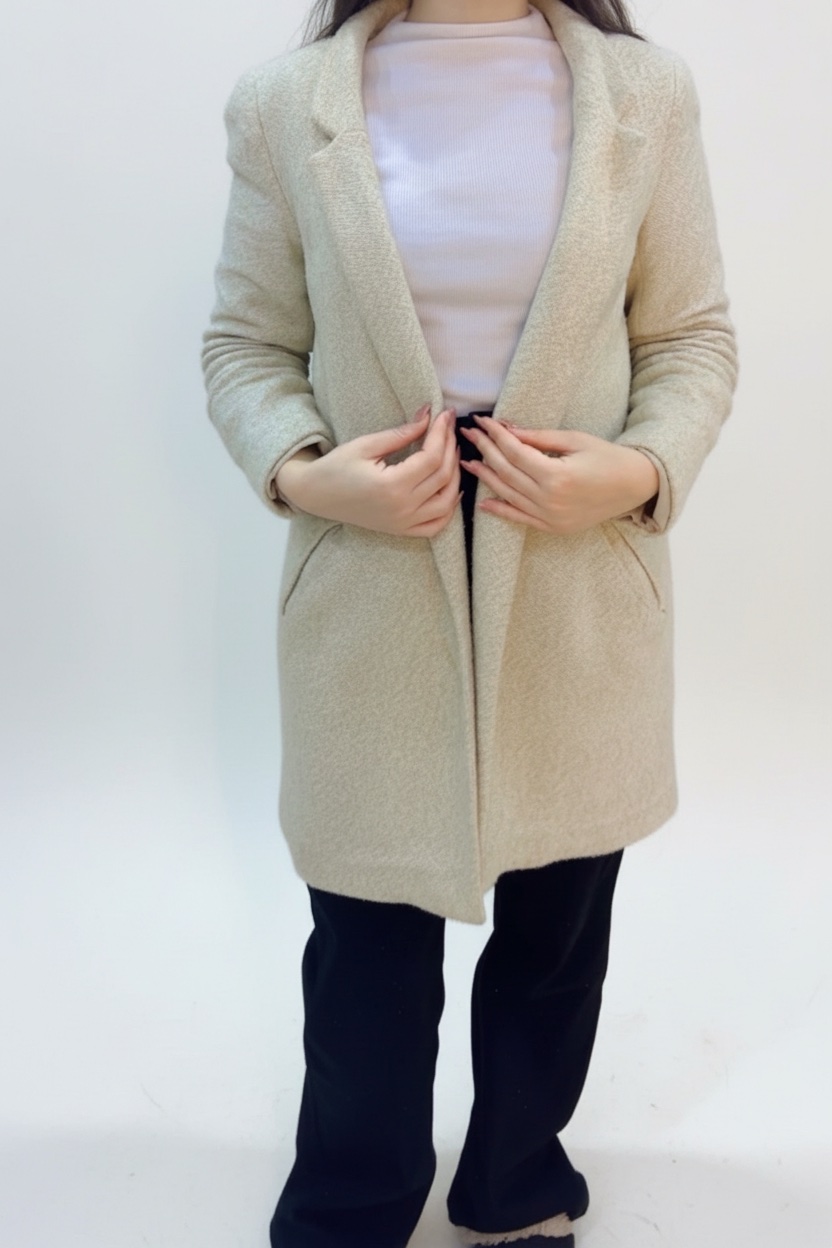 Magnifique Manteau stradivarius Mi-Long - Beige Moucheté