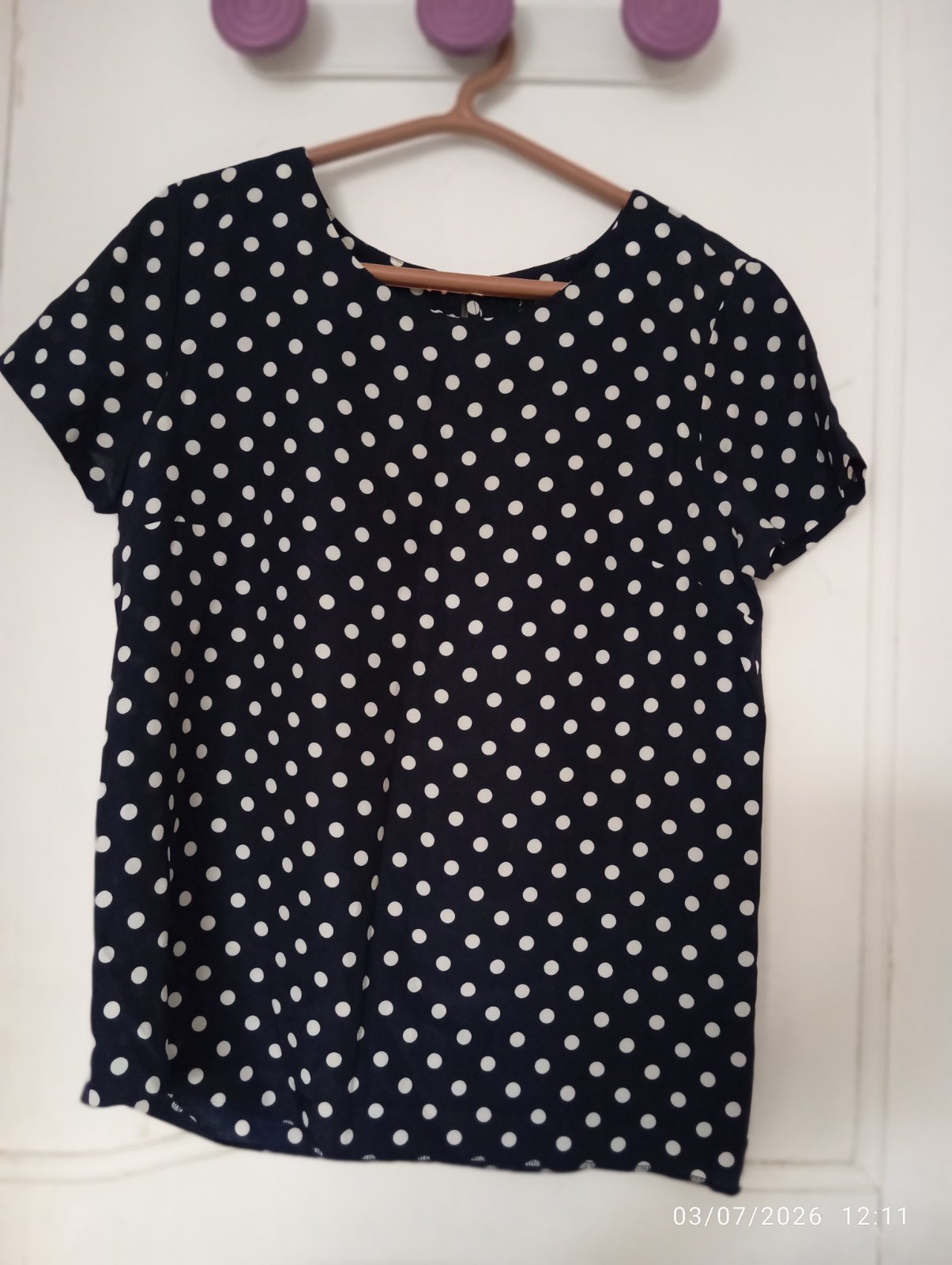 T shirt J.CREW Bleu Marine à Pois Blancs