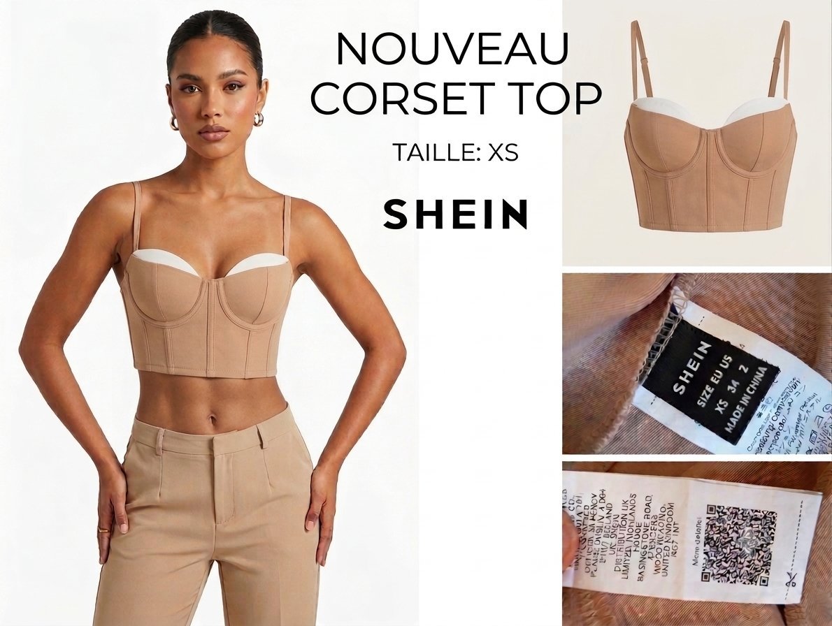 Top corset nude élégant de SHEIN ✨ Taille XS