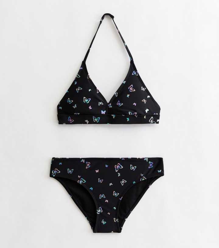 Ensemble Bikini pour enfants Noir aux Papillons 🦋✨