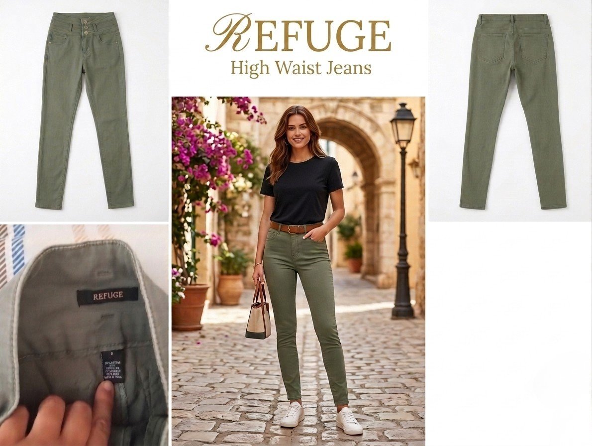 Pantalon taille haute vert olive de la marque Refuge ✨