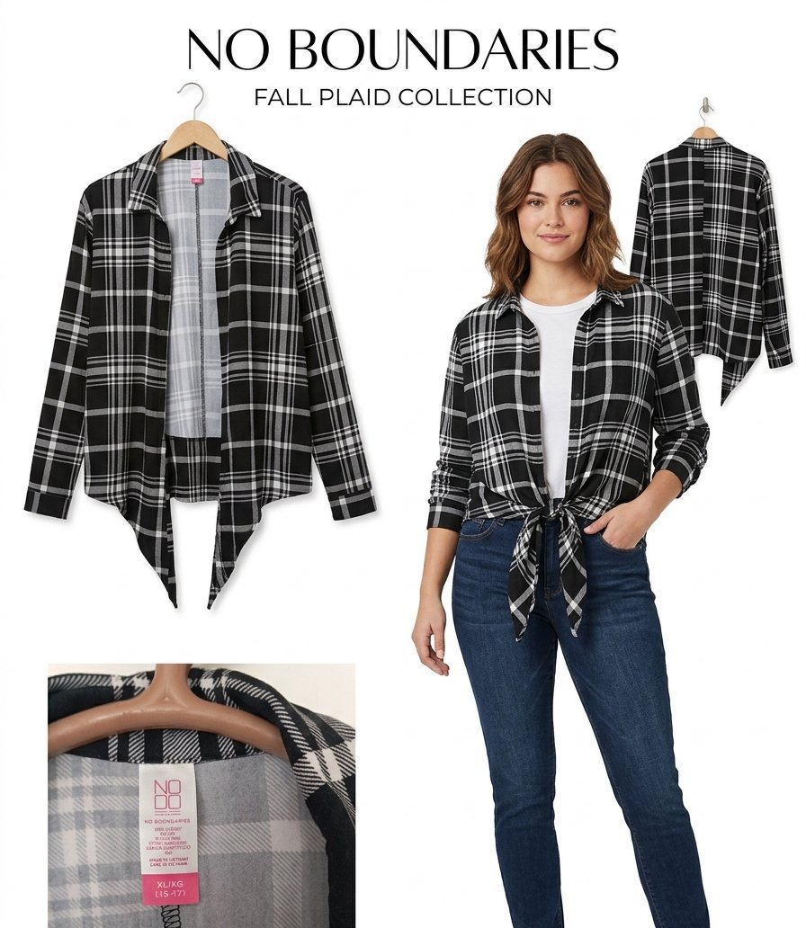 🖤 قميص (Surchemise/Cardigan) كروهات أنيق وعصري جداً من الماركة الأمريكية  No Boundaries! ✨