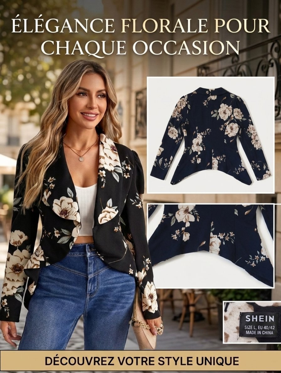 Blazer  أنيق بطبعة زهور من SHEIN ✨ (حالة ممتازة)