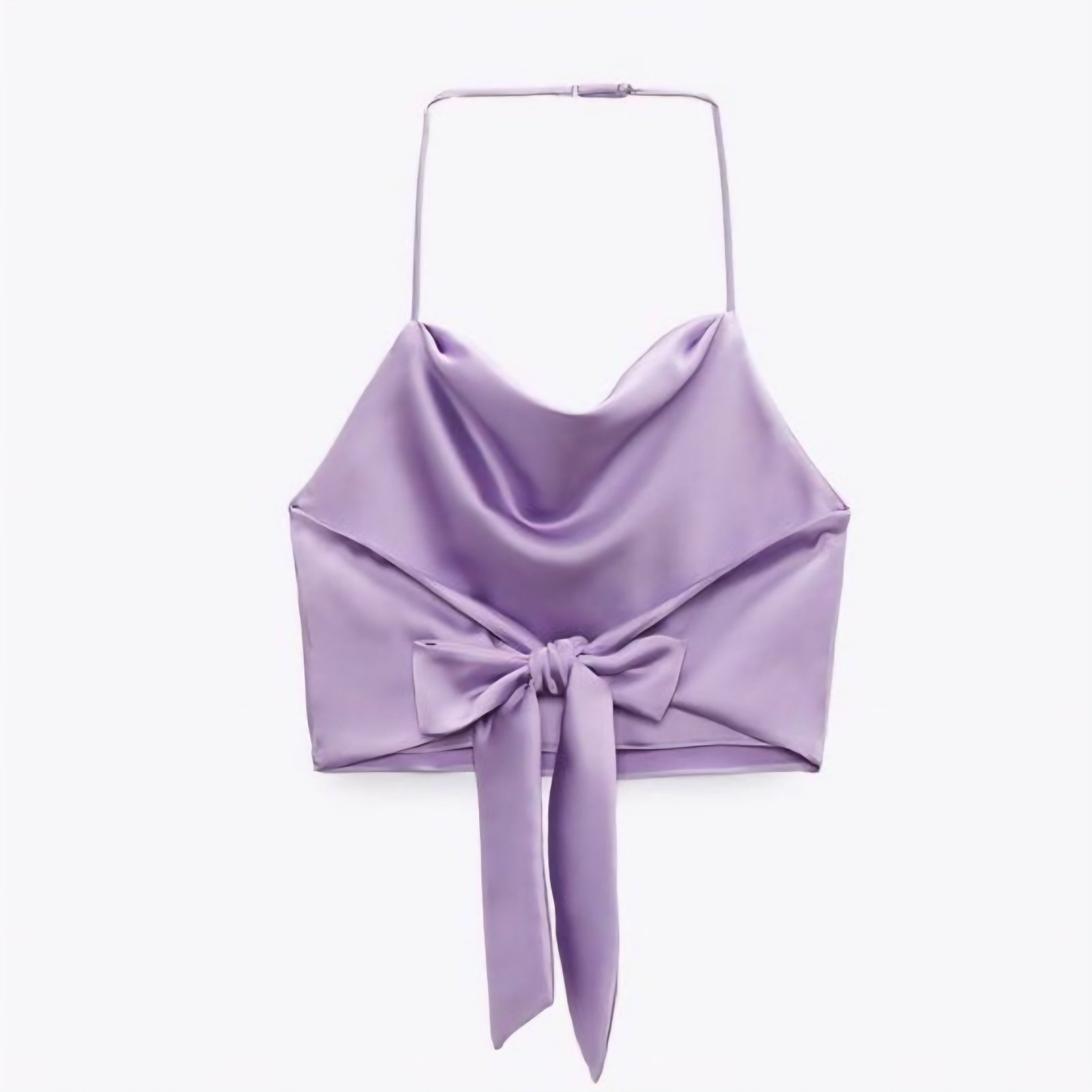 Crop top satin Zara Lilas
