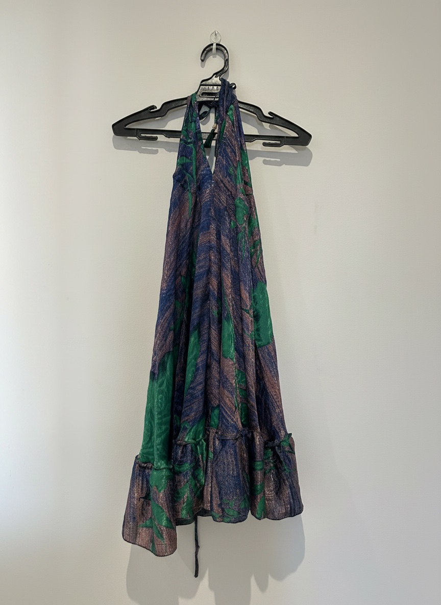 Trendy robe foulard dos nu en soie