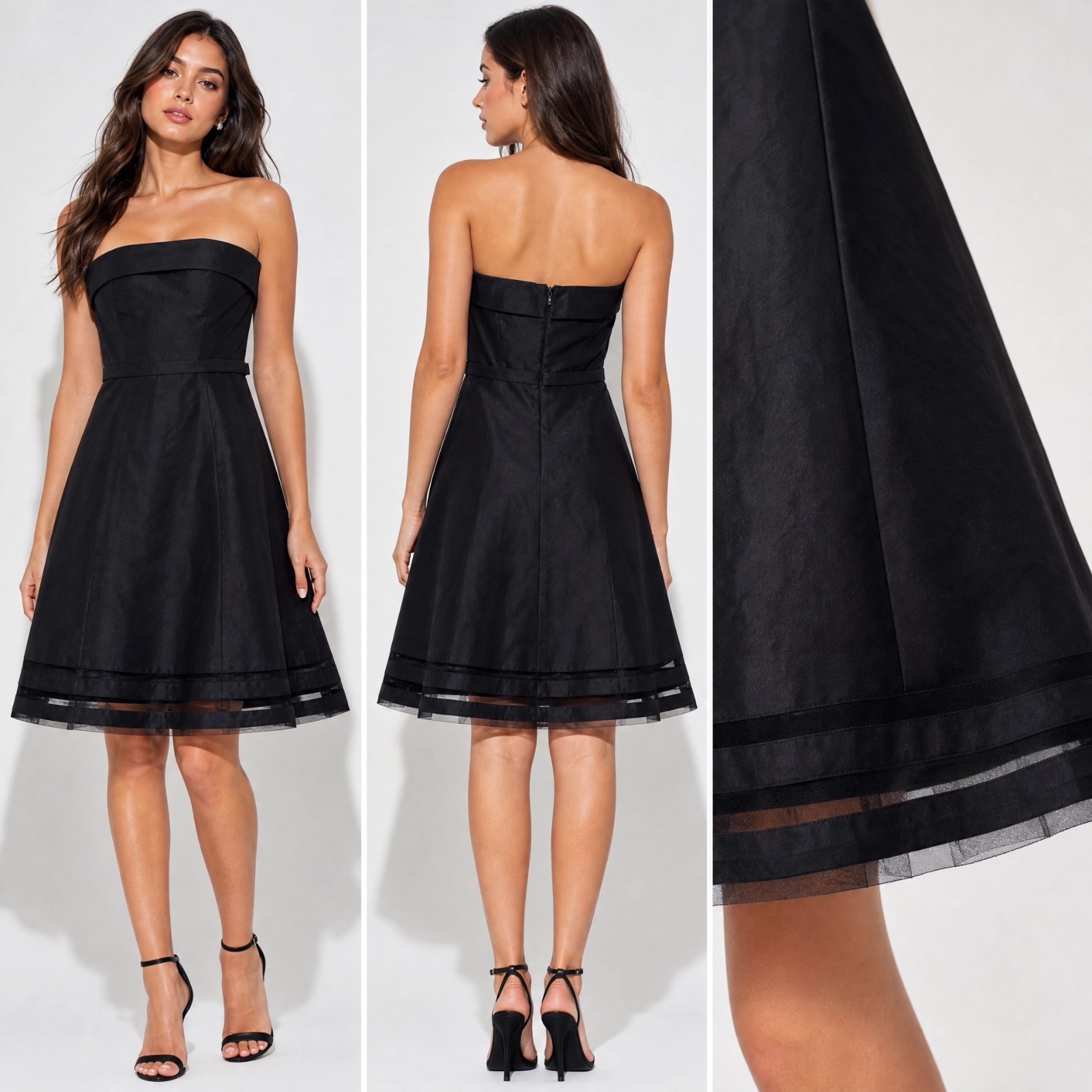 👑 Magnifique Robe Cocktail Bustier Noire "Zero" T40 – Coupe Corolle Évasée Princesse Glamour 👑🔥✨🌹❤️🔥