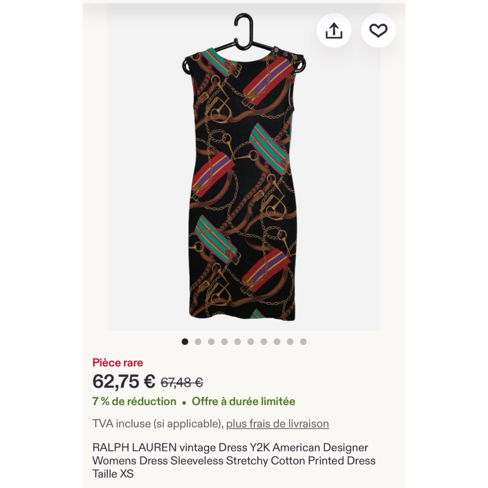 Robe Lauren Ralph Lauren Vintage – Imprimé Équestre & Chaînes – État Impeccable ✨🔥🌹