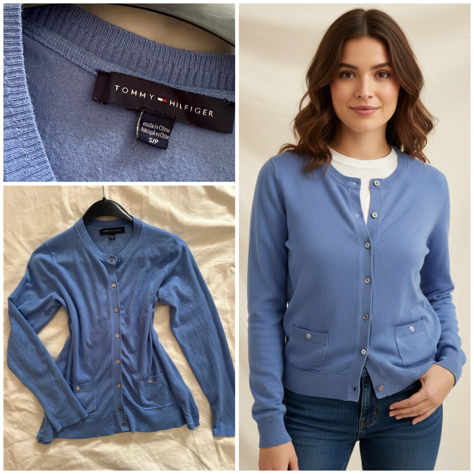 Magnifique Gilet Cardigan Tommy Hilfiger - Bleu Ciel (Taille S)🌹
