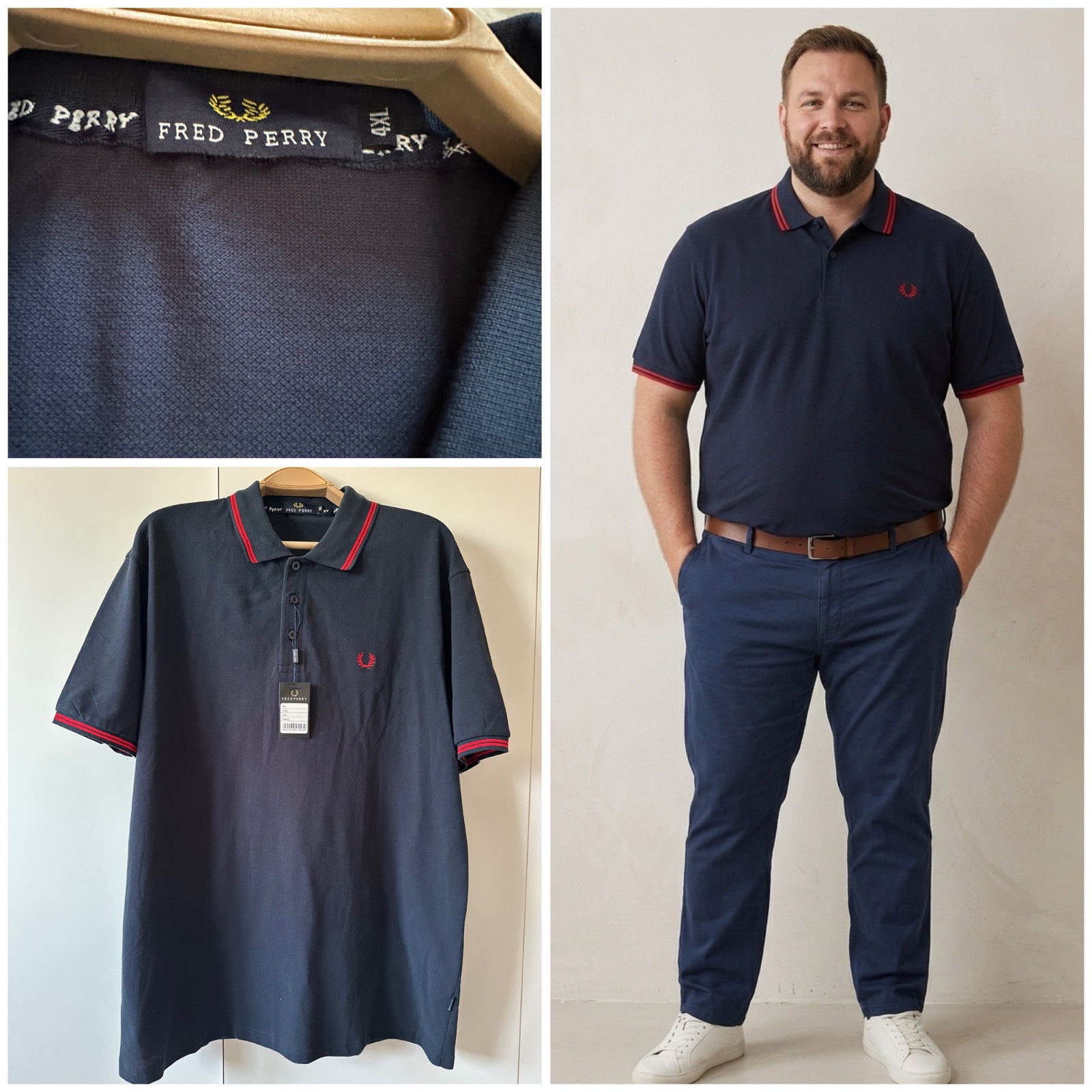 Polo Fred Perry Marine & Rouge ✨
