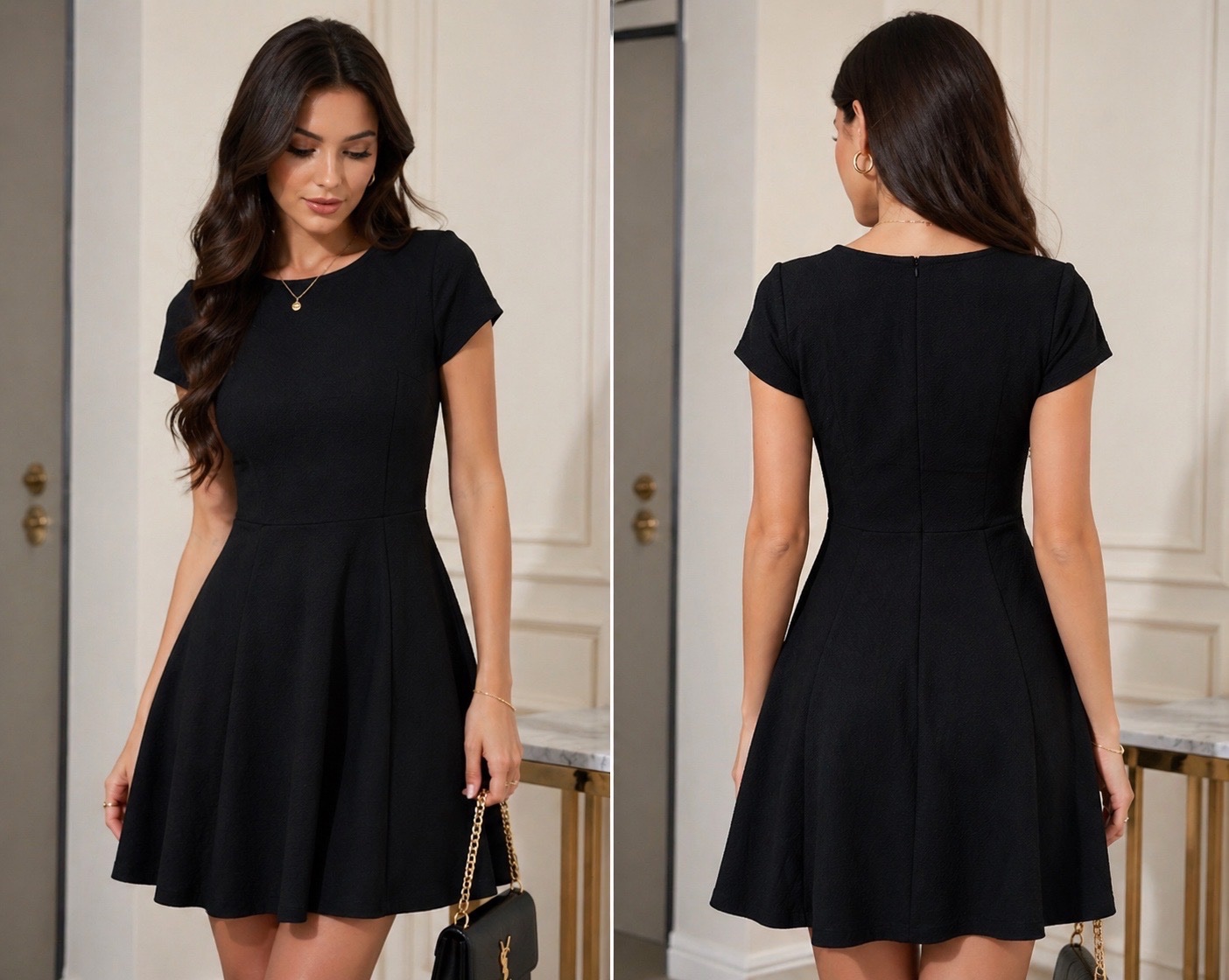 ✨ Robe noire chic Bershka – silhouette élégante, coupe patineuse ultra féminine, parfaite pour soirées & looks classy 💫 (état impeccable) 🔥🔥🌹