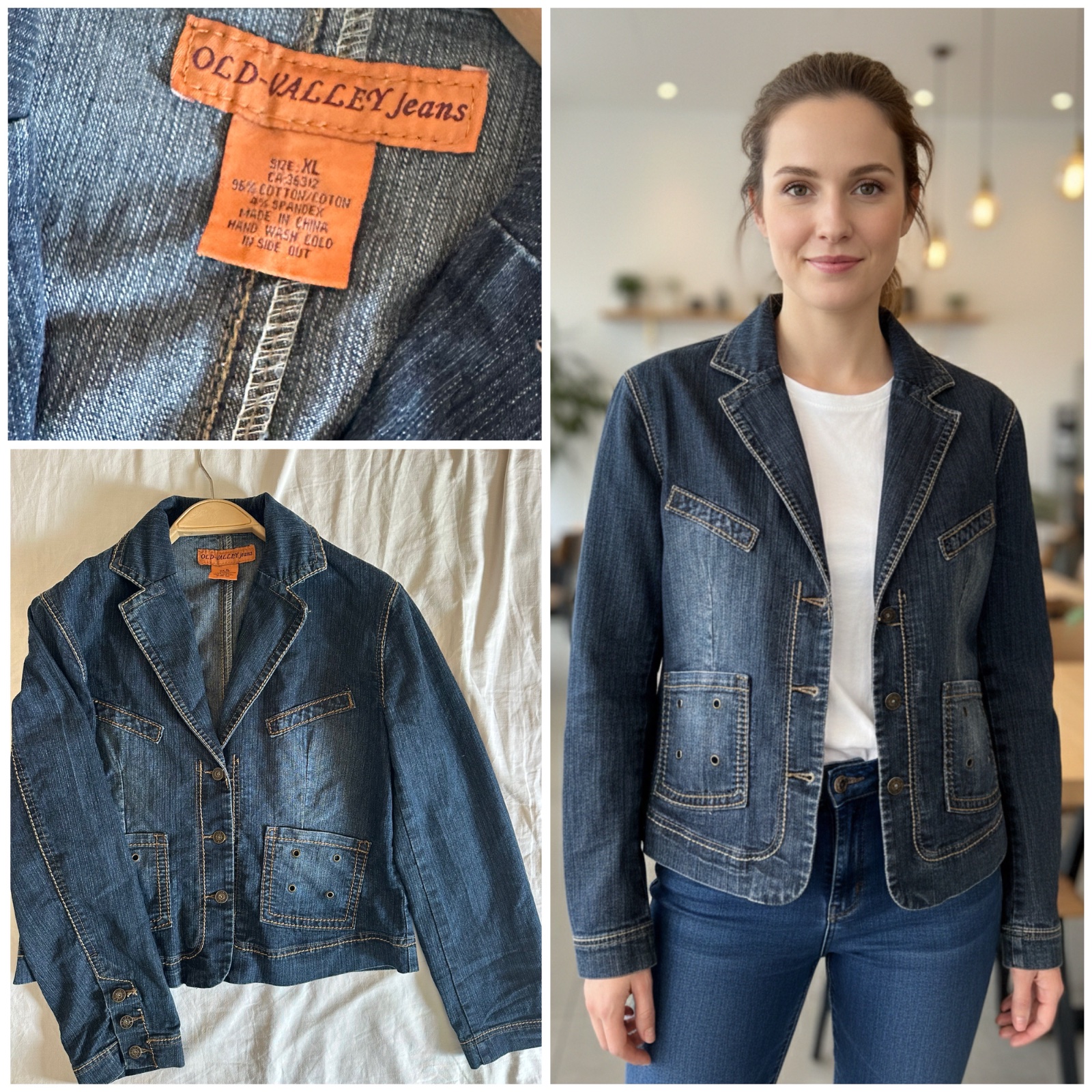Veste Blazer en Jean Stretch - Marque Old Valley 🌹