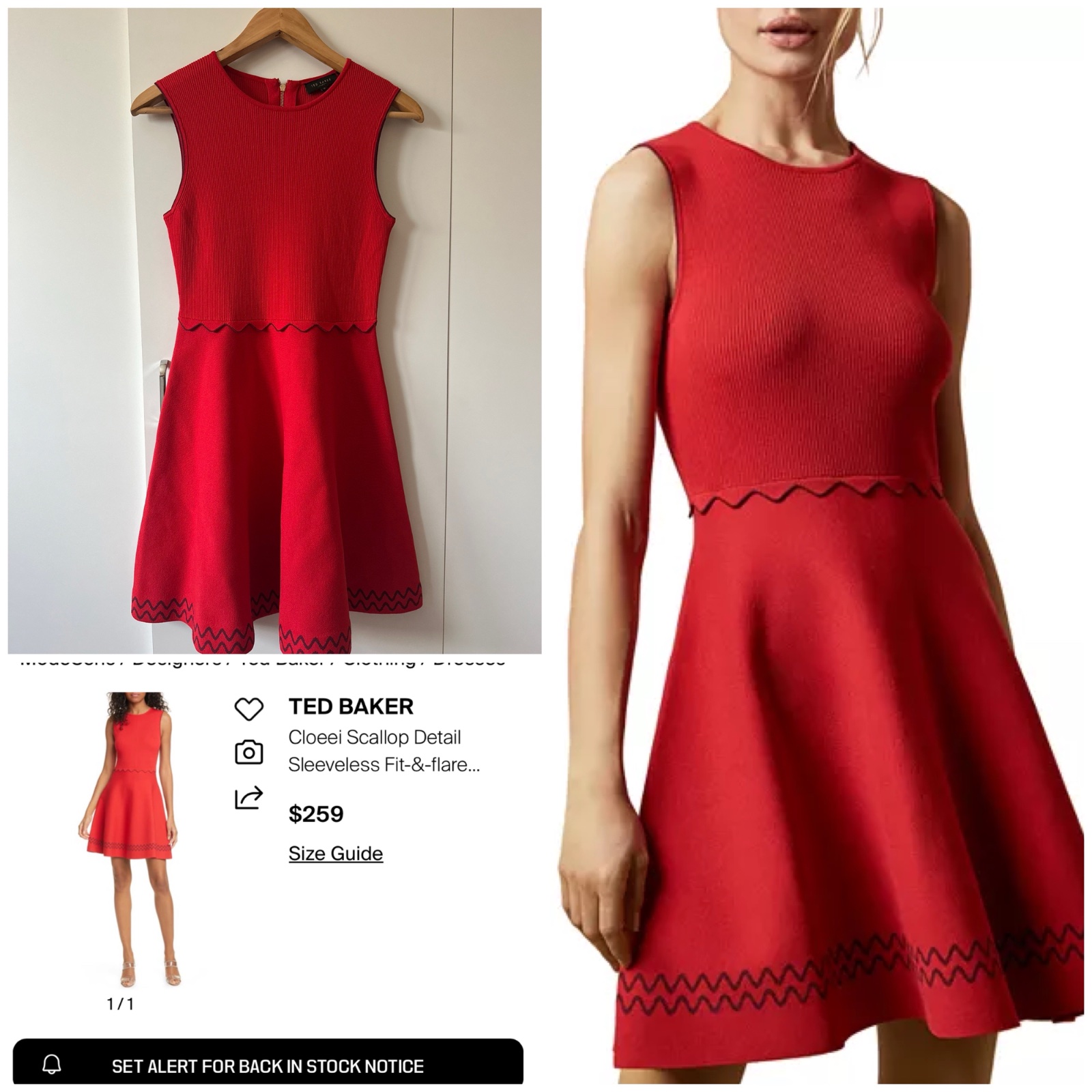 Ted Baker Cloeei Scallop Ribbed Knit Fit & Flare Dress ✨✨🌹🔥🥰