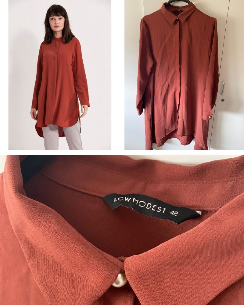 Robe chemise neuf feha des jolies détails de perle flr9ba w les manches 🌹