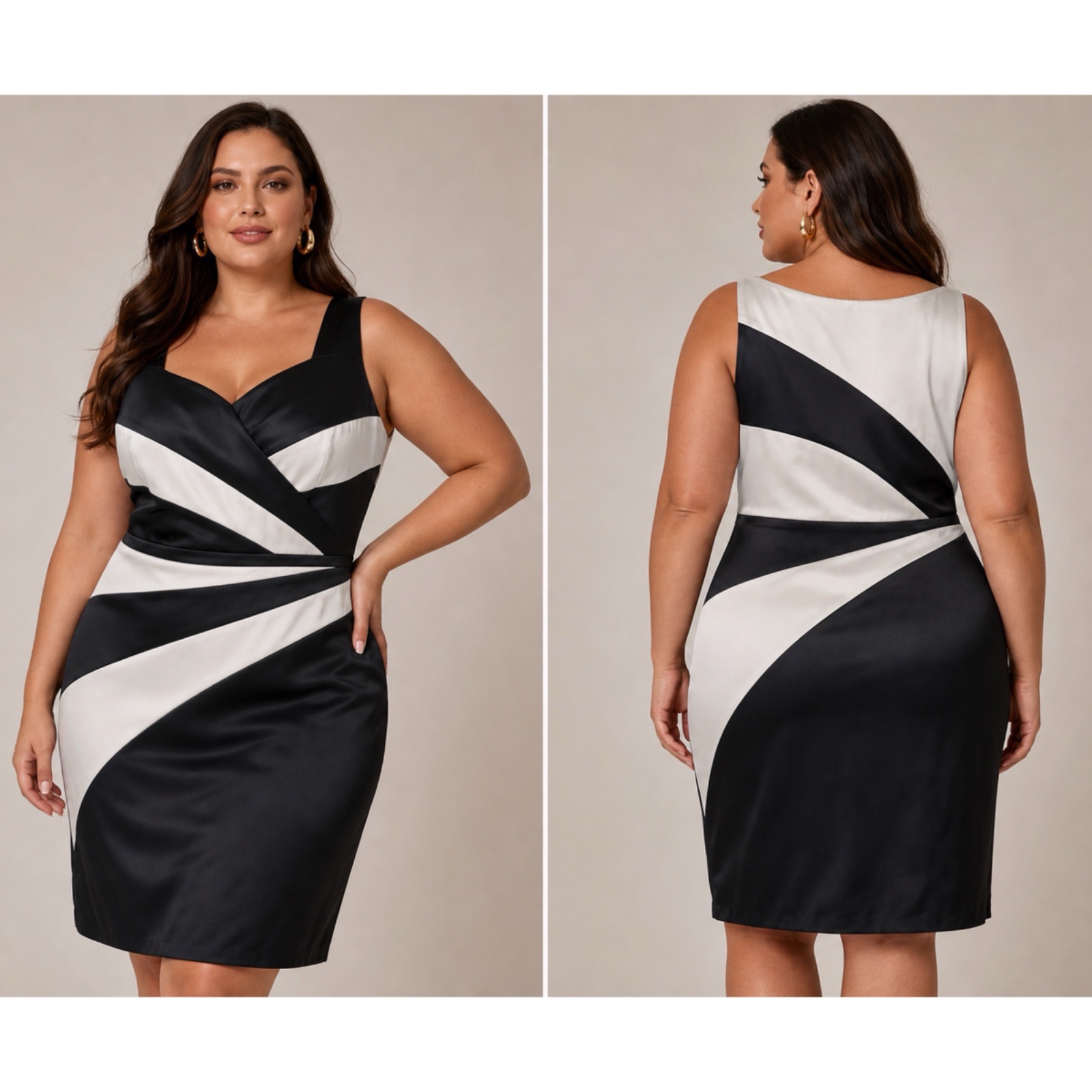 Robe de Soirée Chic Berkertex Noir & Blanc - Taille UK 24 (Grande Taille)🔥✨🥰🌸💞🔥🔥🌹