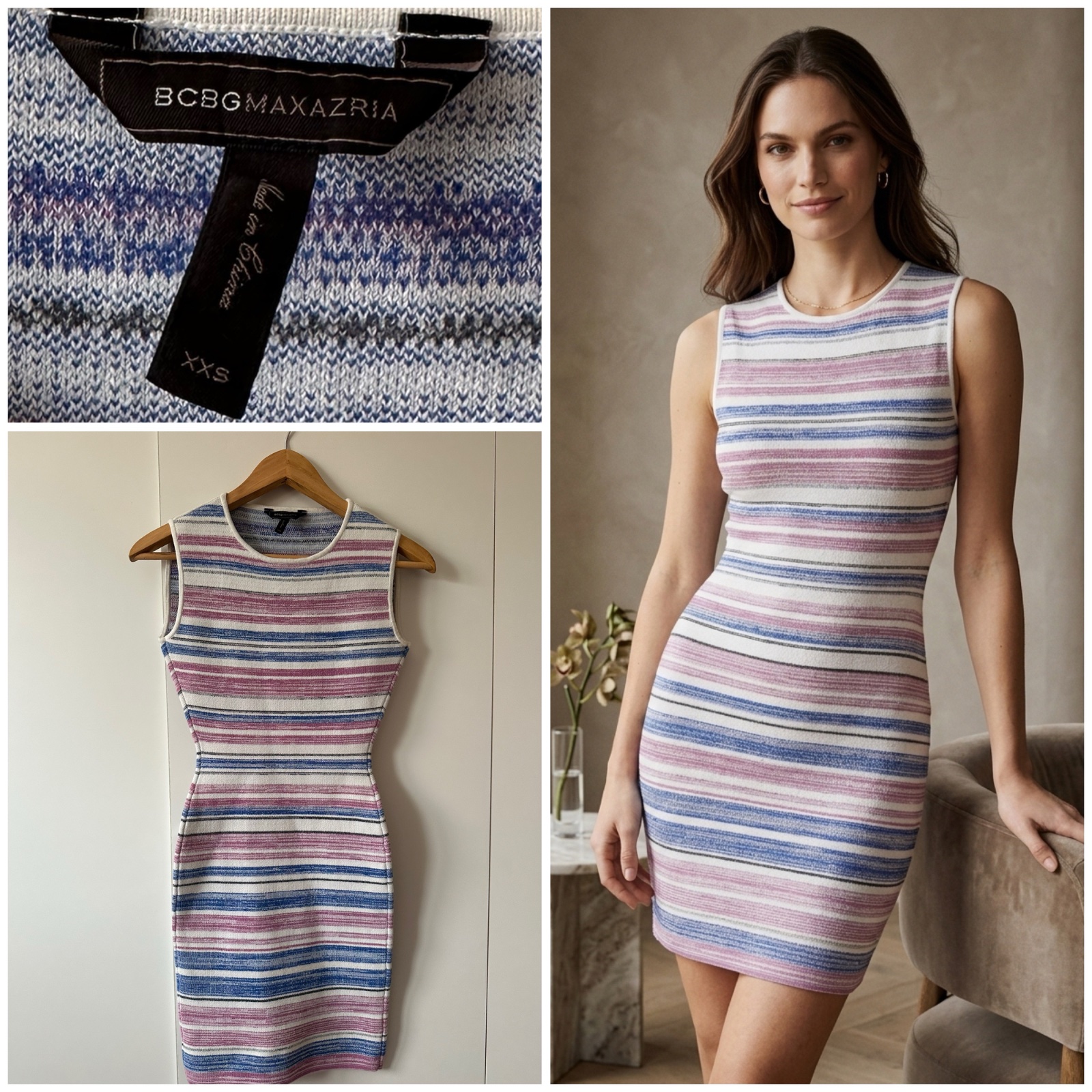 Robe BCBGMAXAZRIA – Style Marinière Multicolore✨🌸🔥🔥🌹