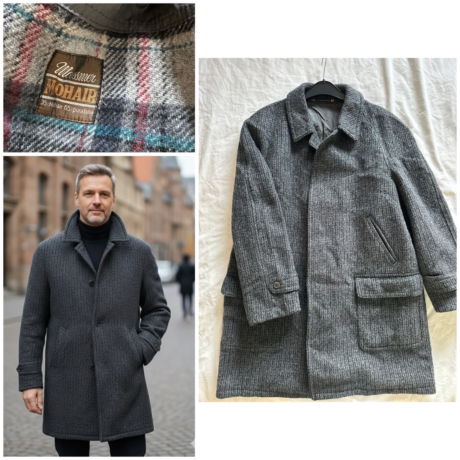 Manteau Vintage en Laine & Mohair - Confezioni Biellesi (Italie) 🩶