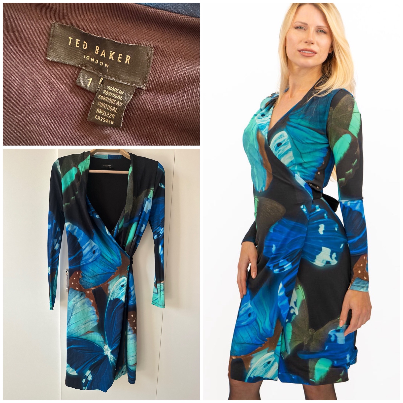 Pépite Ted Baker London – Robe de Luxe Imprimé Floral/Papillon – État Impeccable – Taille 1 (36/38)🌹🔥✨✨🥰