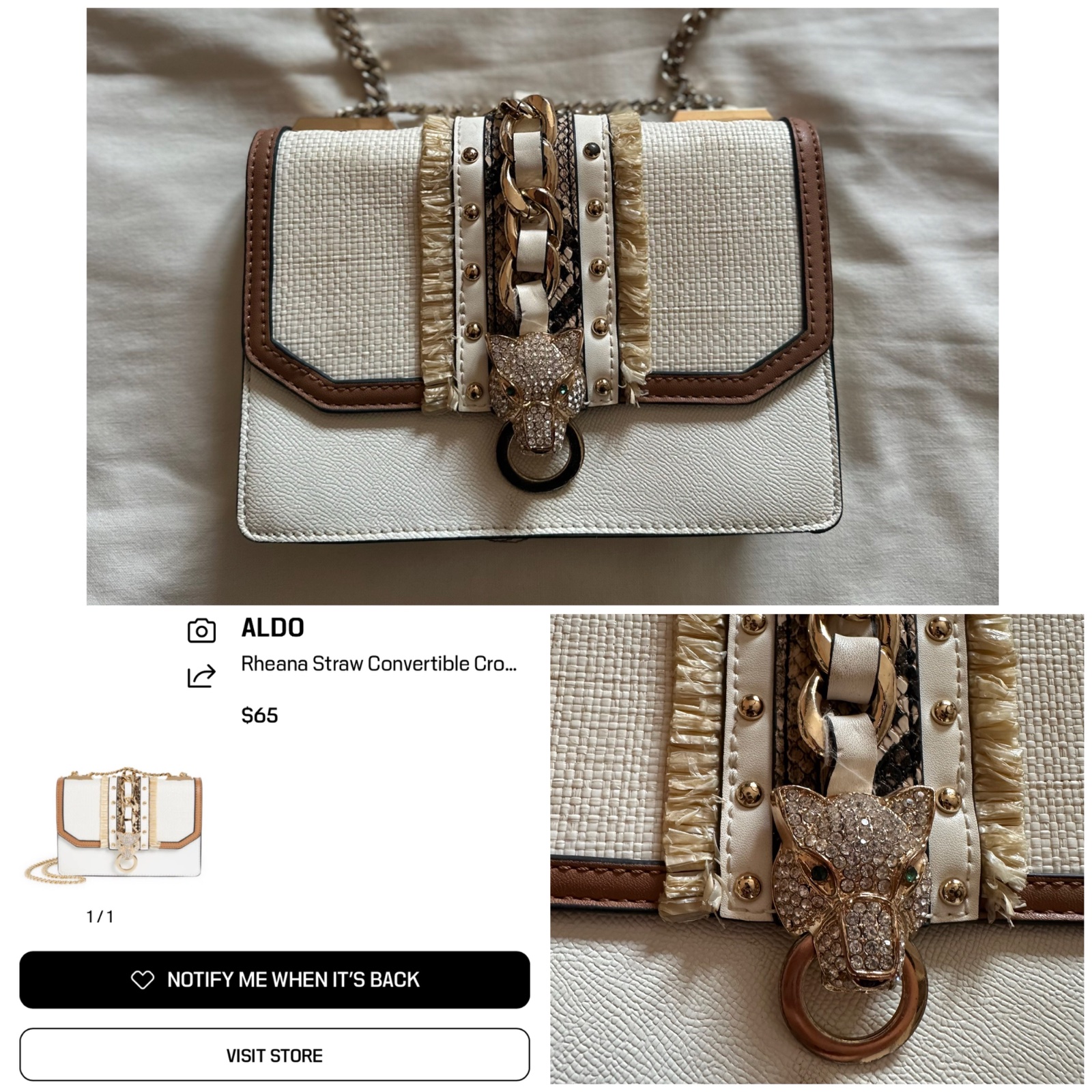 Sac ALDO Rheana Crossbody avec Strass 🐆🔥