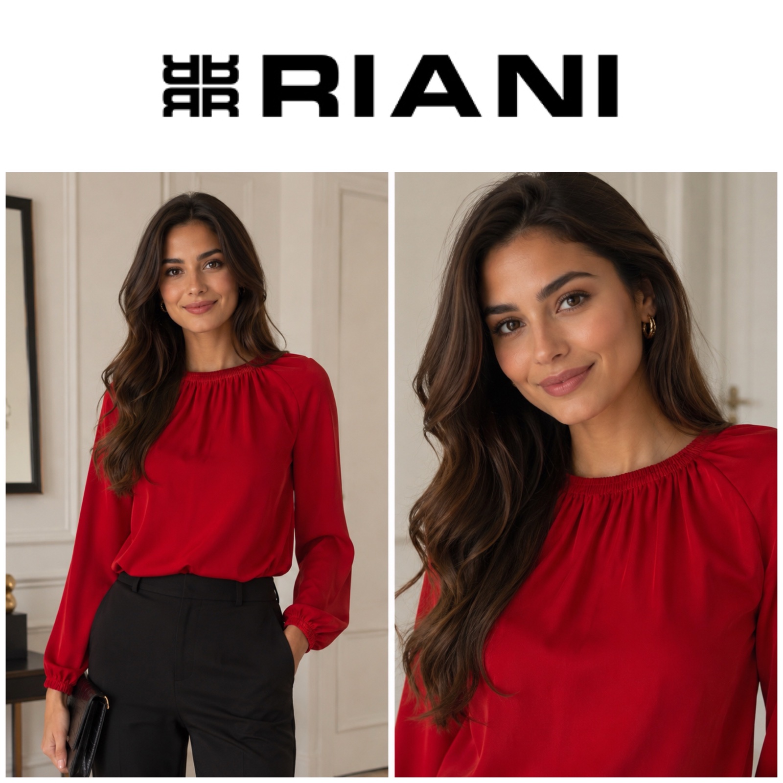 ❤️✨ RIANI Haut Rouge Effet Satiné Chic & Élégant – Blouse Femme Luxe Fluide Manches Longues Glamour Old Money ✨❤️🔥🔥🔥🌹🥰✨