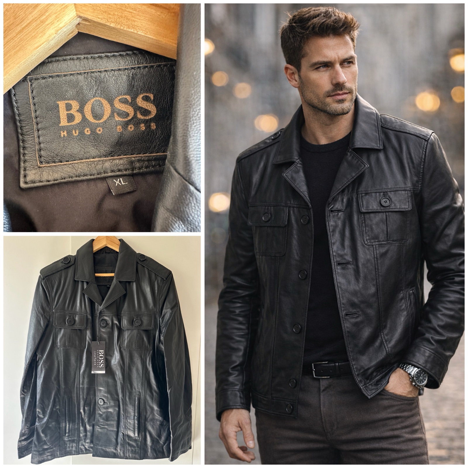 Veste en Cuir BOSS (Hugo Boss) - Neuve avec Étiquette 🖤