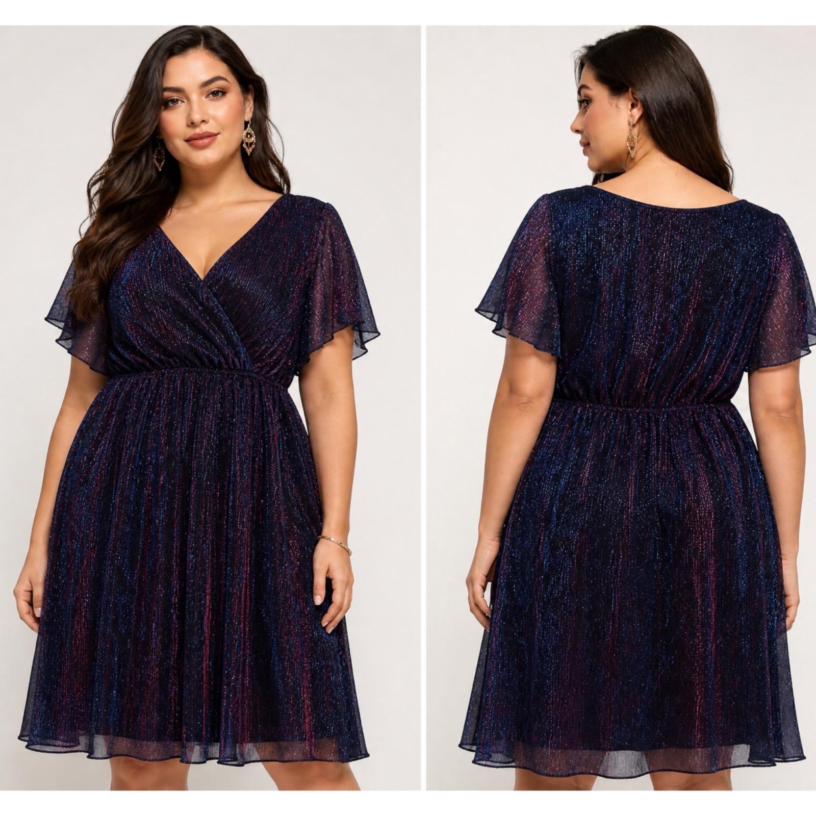 🔥✨Magnifique Robe de Soirée SHEIN Scintillante – Coupe Chic & Élégante pour Silhouette Curvy – Taille XL (44) – Reflets Irisés Bleu & Bordeaux – État Impeccable🔥🌸✨💕🌹🥰