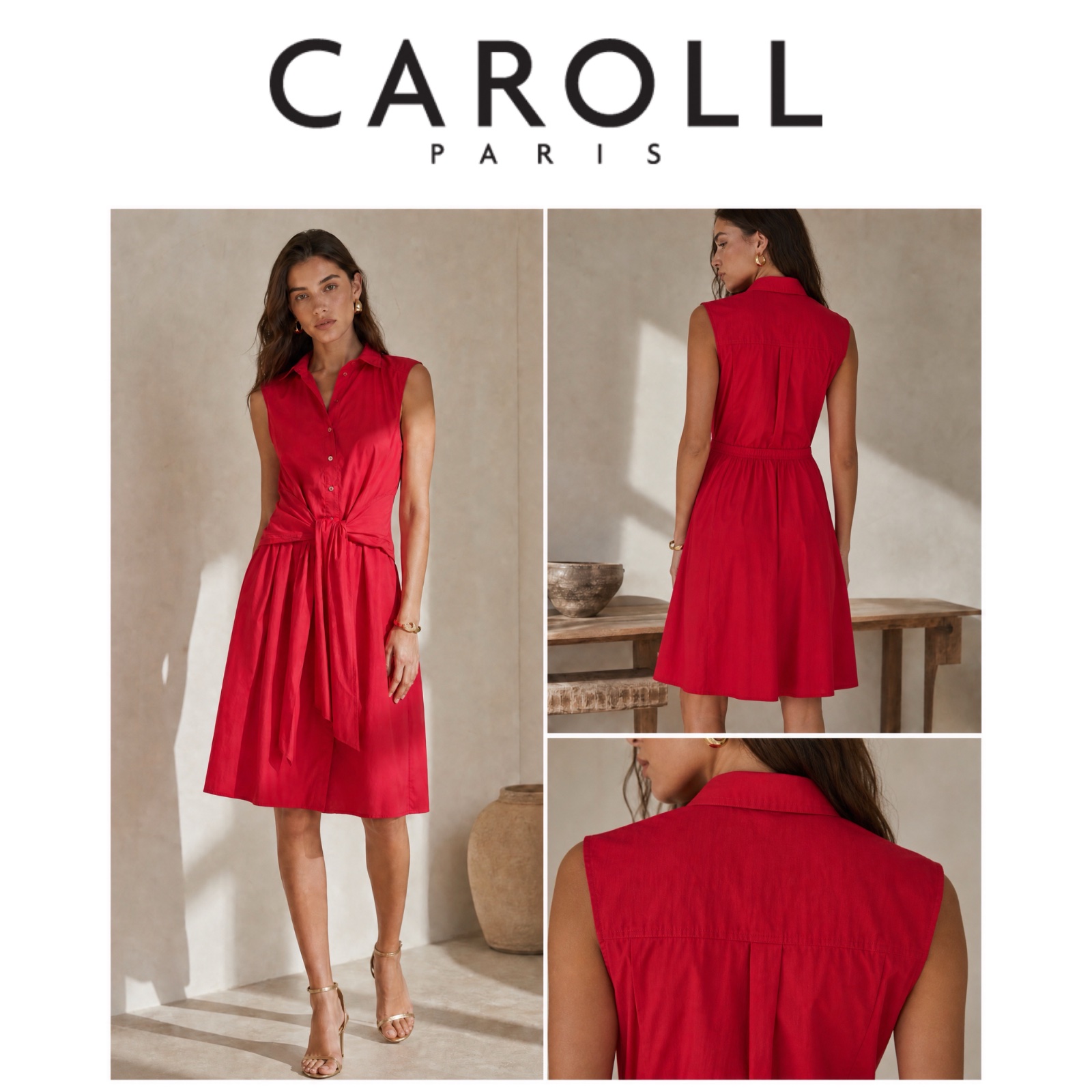 ✨ Sublime Robe Chemise Rouge Caroll - Taille 36 - Coupe Chic & Intemporelle Longueur Genoux ✨🔥🥰🌹❤️🔥✨🔥