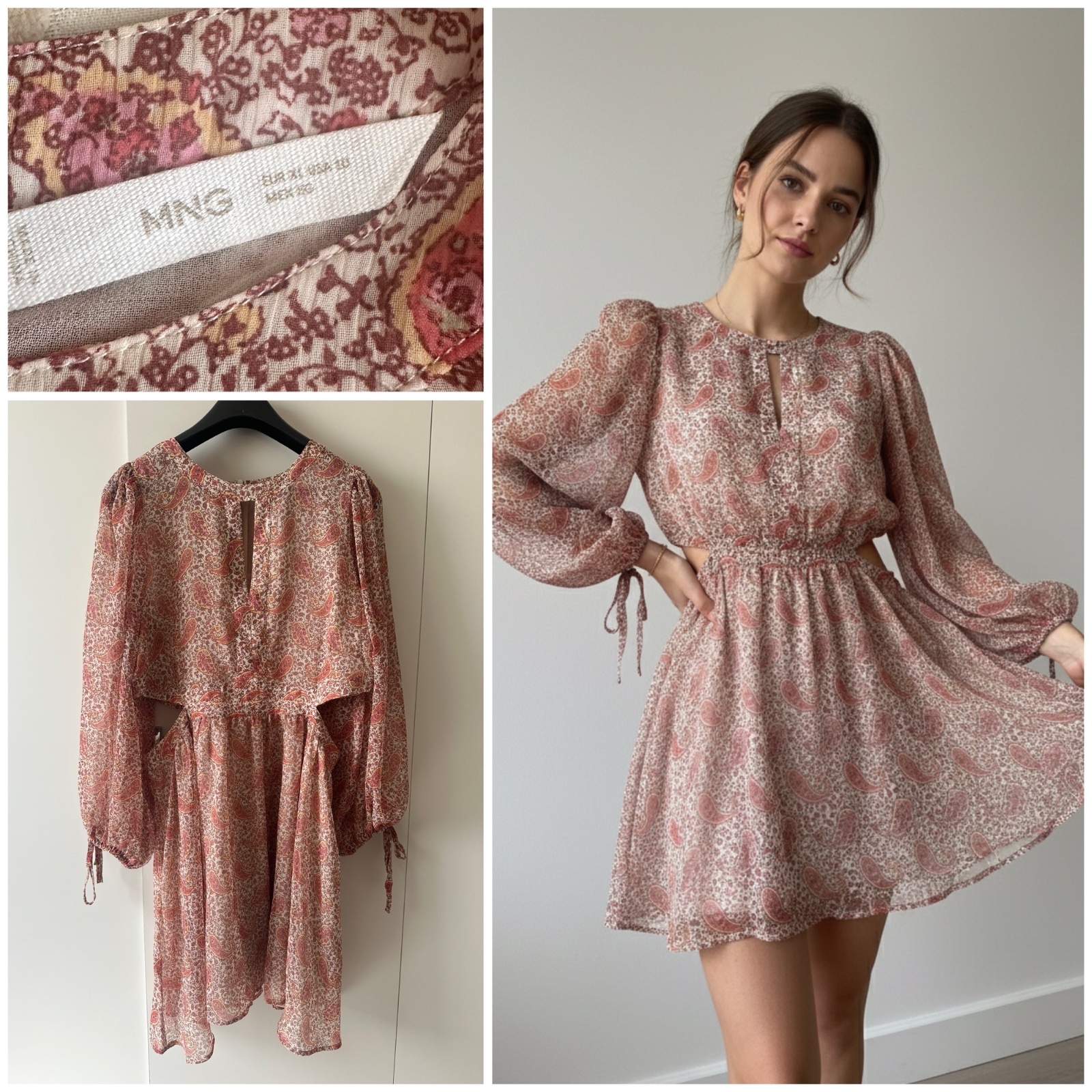 🌸 Magnifique Robe Courte Mango – Imprimé Cachemire (Neuve)🌹