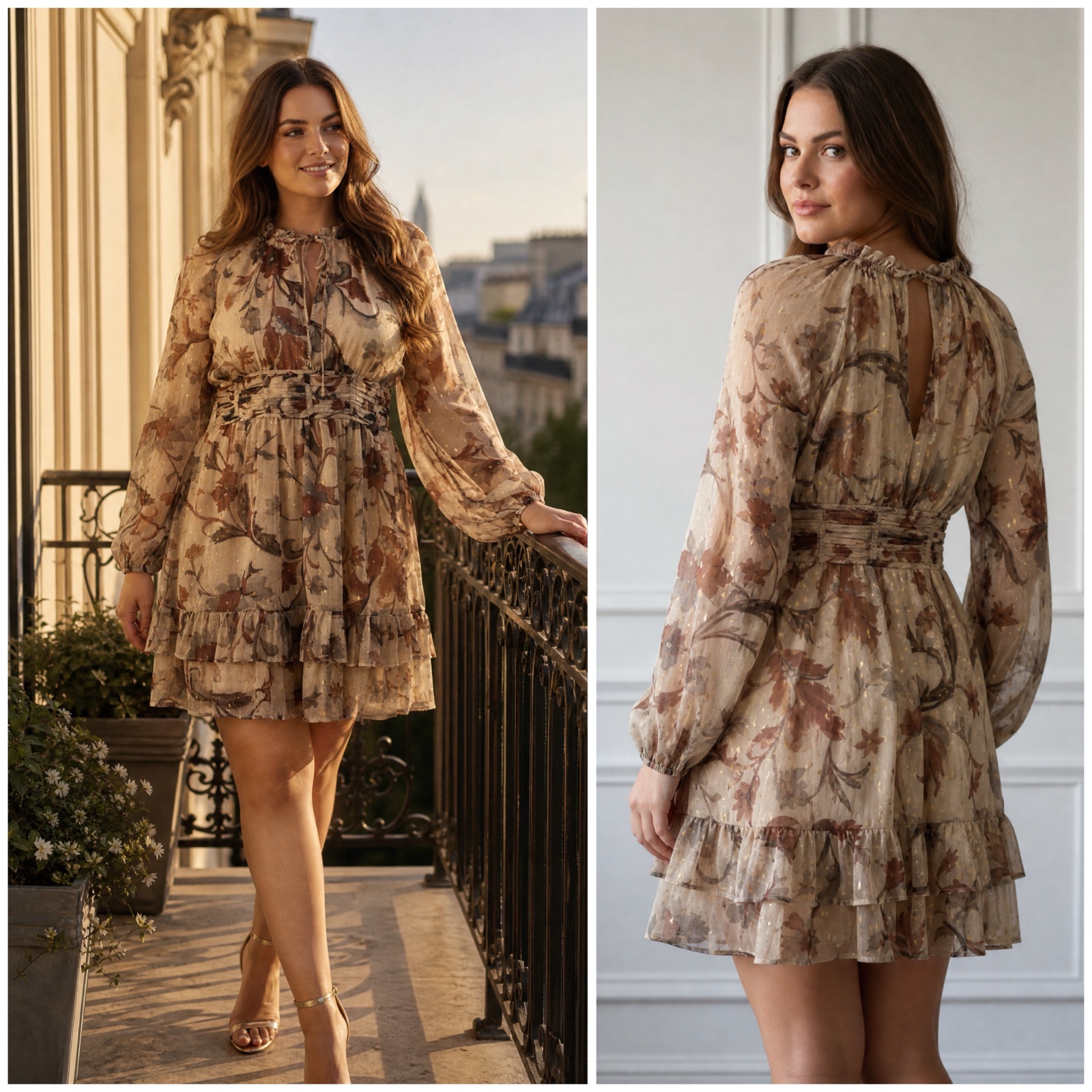 ✨ Sublime Robe Fleurie NEXT – Chic & Élégante – Détails Lurex Dorés – Idéale Silhouette Curvy – Taille 46 (EUR) / 18 (UK)🥰🔥✨🌹
