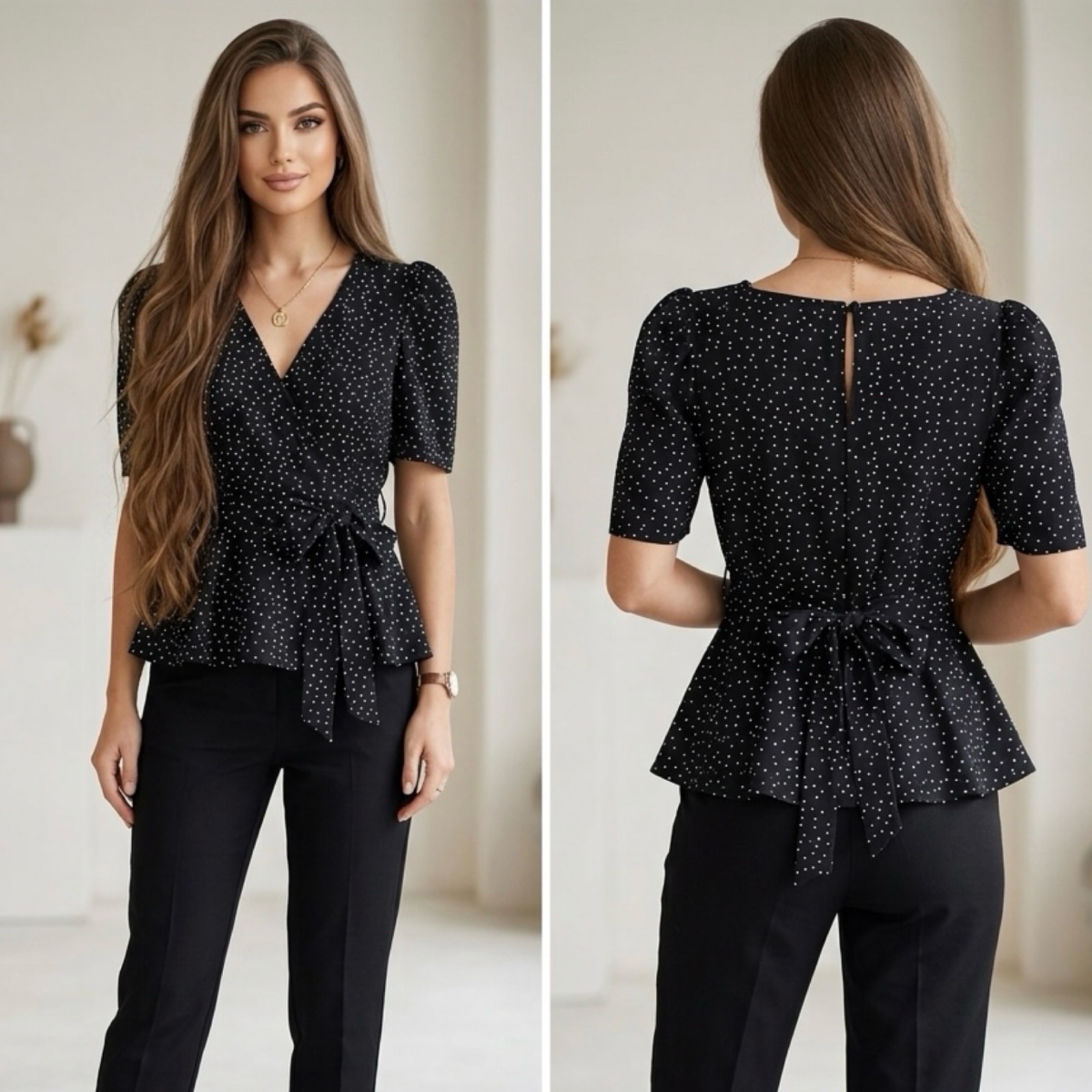 Haut Cache-Cœur à Pois - Style Chic & Élégant🔥🌹