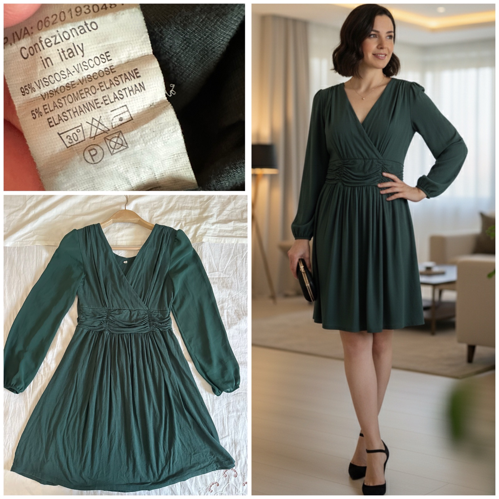 👗 Superbe Robe Patineuse Vert Sapin – Style Italien