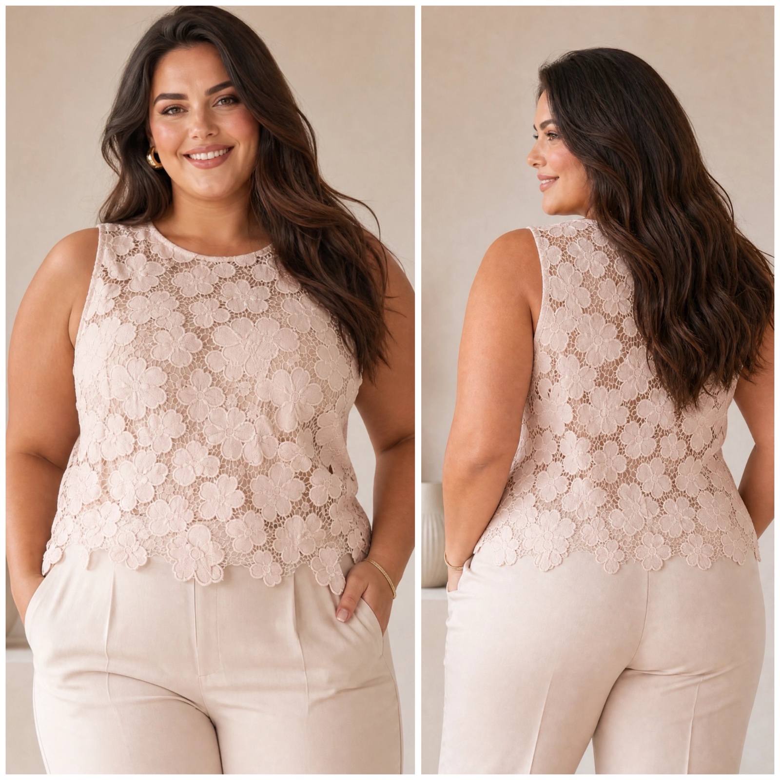 🔥Haut Love & Legend en dentelle florale nude – élégant, chic et féminin – Grande taille 🥰🌹🔥✨