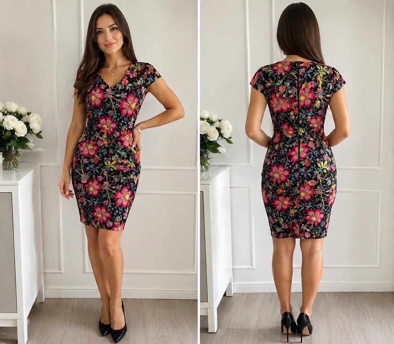 Robe élégante florale 🌺 cintrée style chic & féminin – coupe parfaite – idéale soirée / sortie – marque Next 💞🌹🔥🌸✨