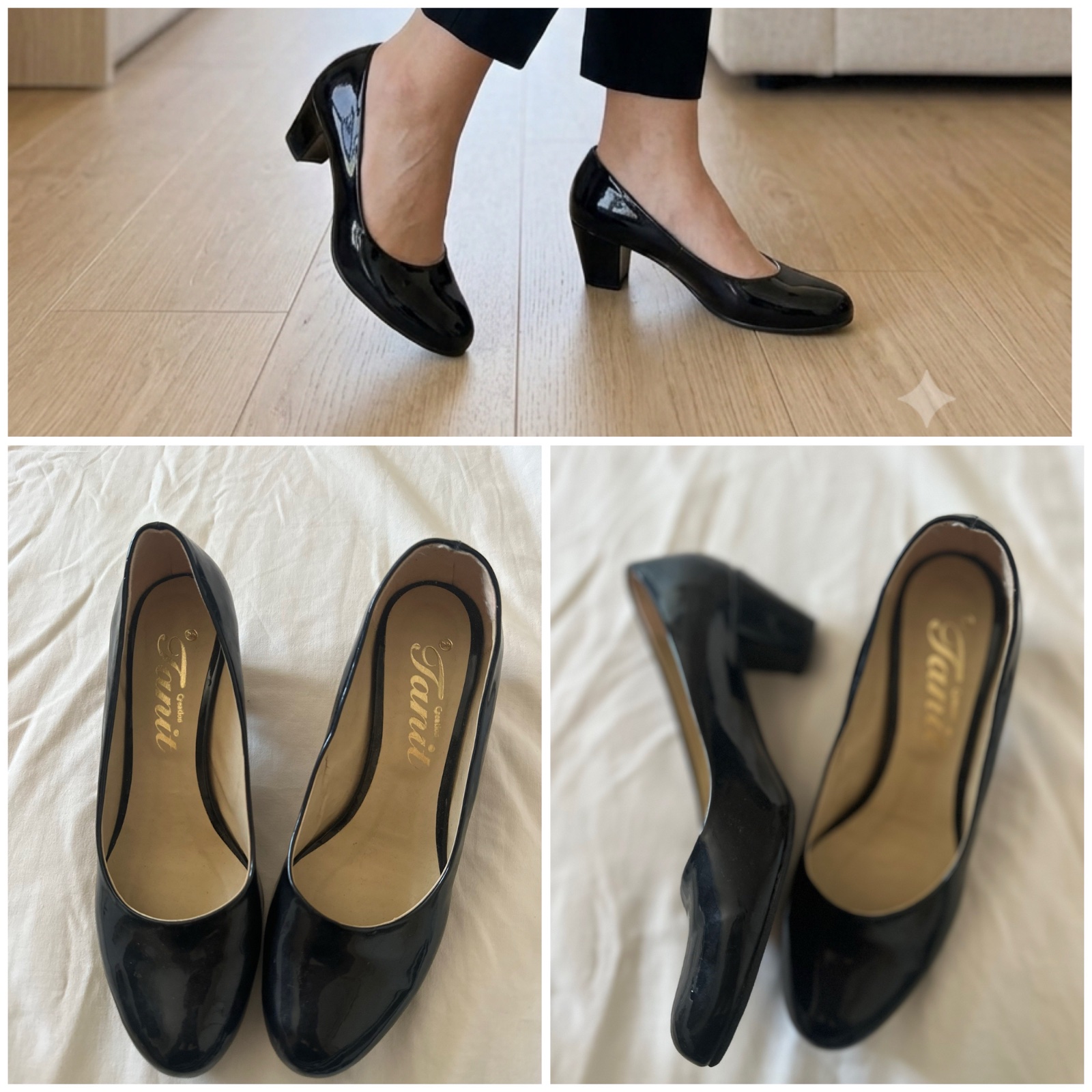 Magnifiques Escarpins en Simili Cuir Verni Noir Tanit Création🌹🖤