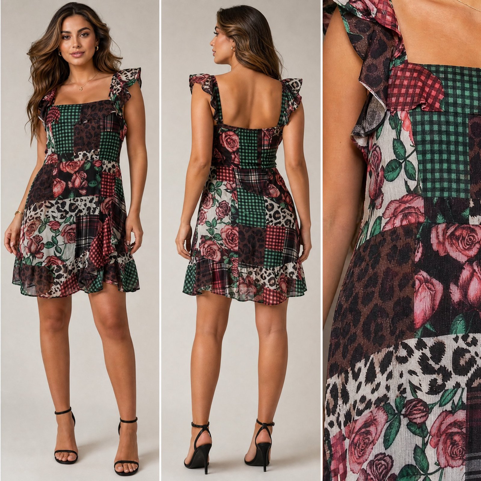 🎀 Robe Miss Selfridge Patchwork Bohème Chic – Imprimé Floral & Léopard – Taille 42 ✨🌸🌹💞🔥