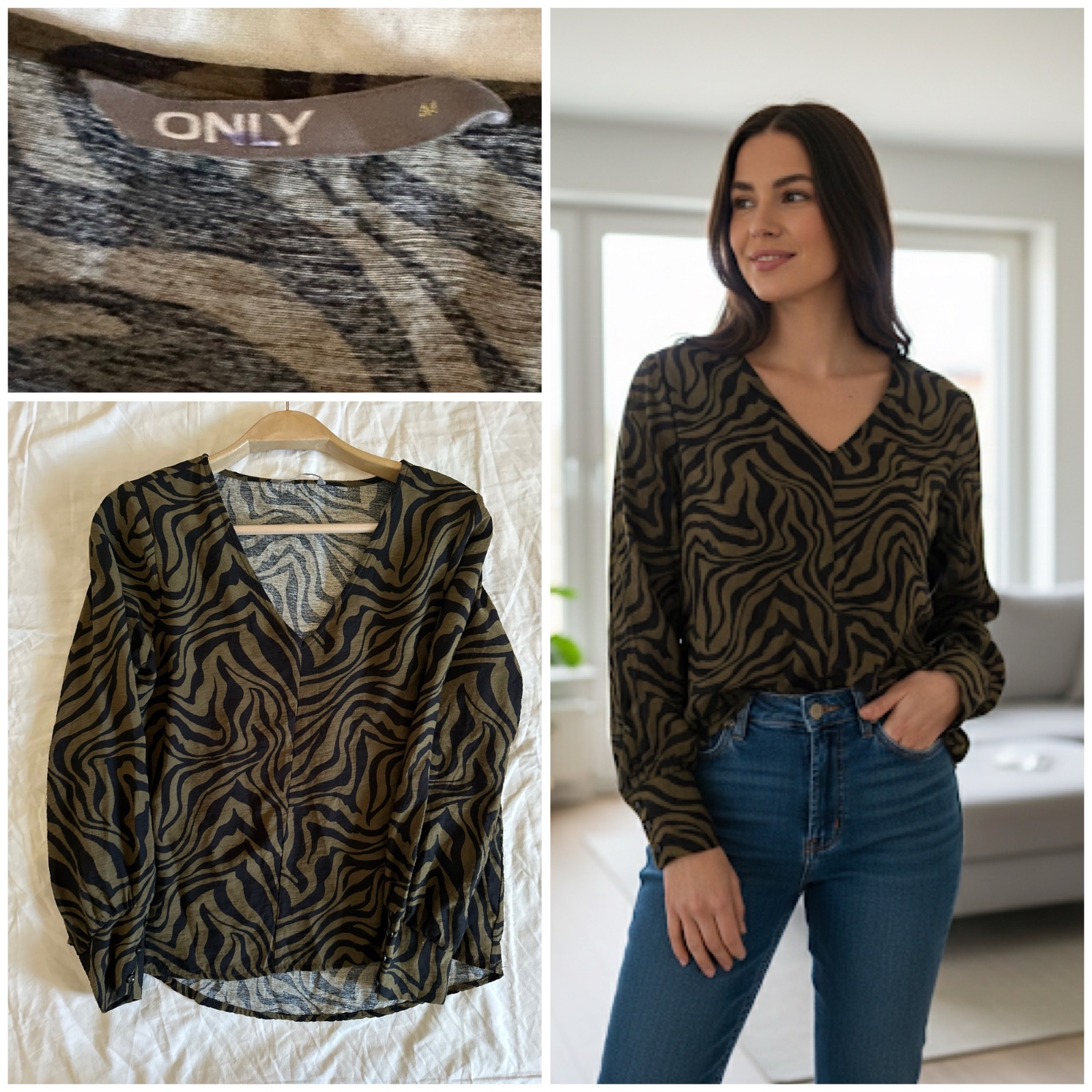 Haut fluide à motif zébré - Marque ONLY (Taille M) 🌹
