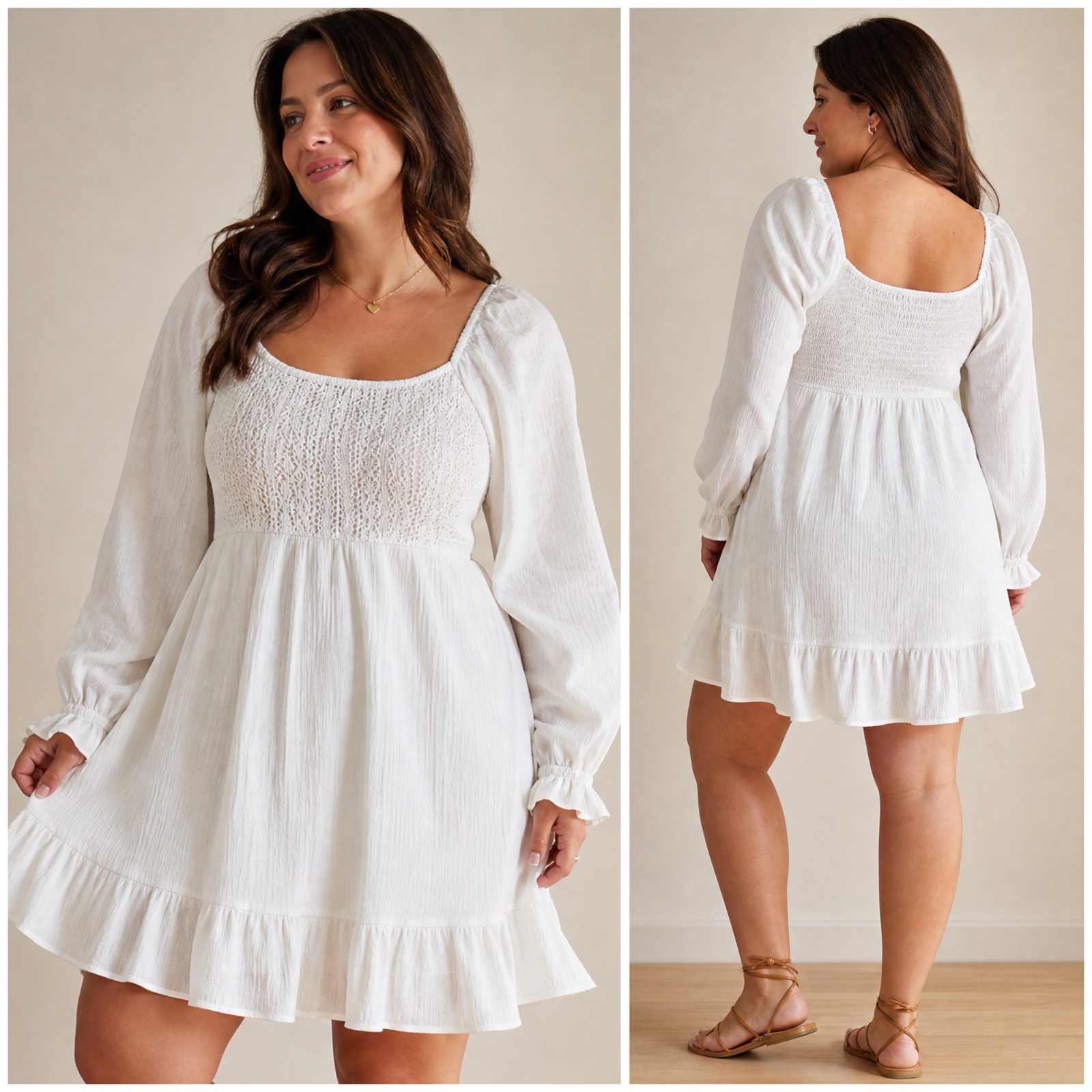 💎 HOLLISTER INDISPENSABLE 💎 Robe Blanche Style Cottagecore - Empiècement Crochet & Dos Élastiqué - Taille L - Ultra Confortable & Féminine ! 🎀