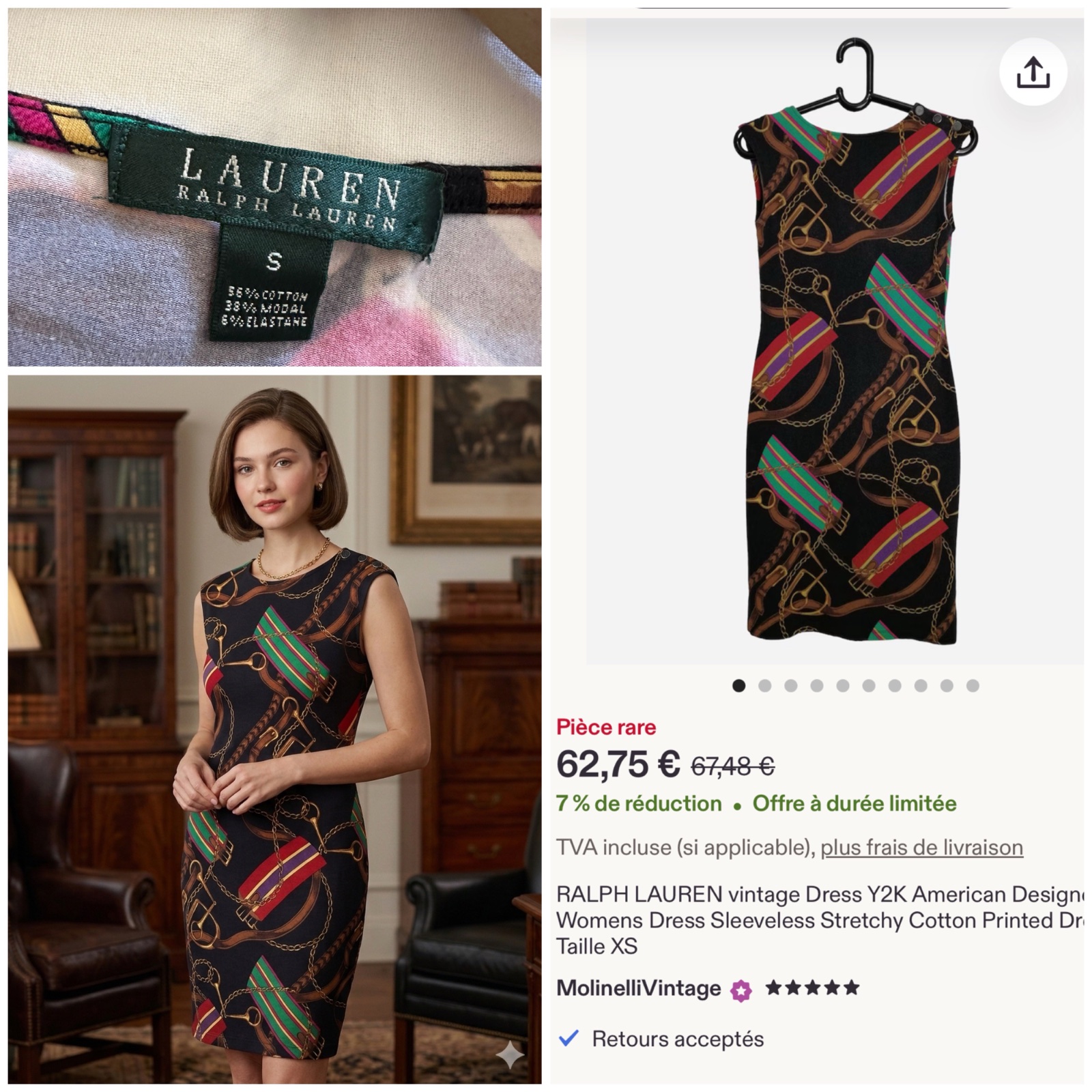 Robe Fourreau Lauren Ralph Lauren – Style Équestre Chic ✨🌹🔥