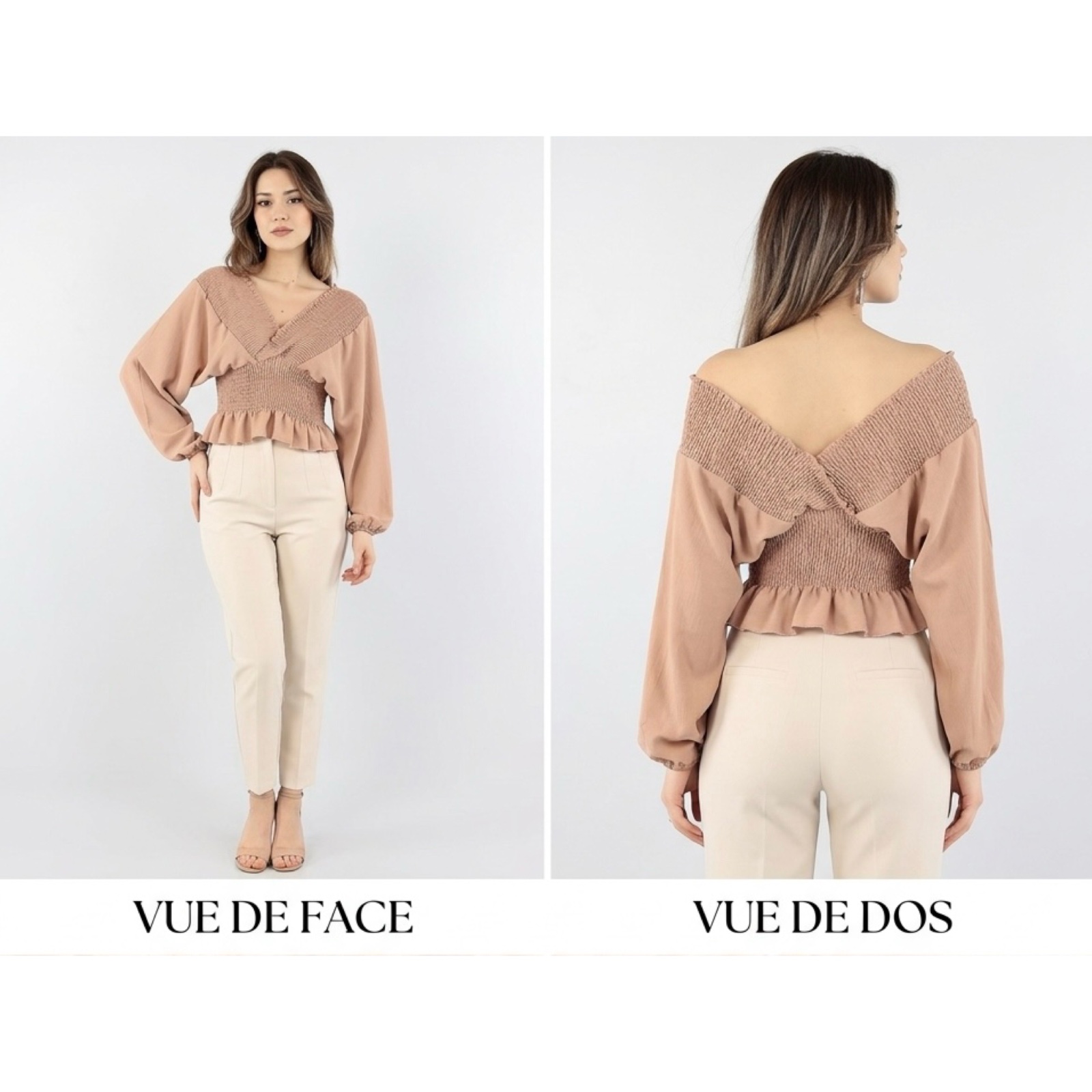 🌸✨ COUP DE CŒUR : Blouse Bohème Chic à Smocks - 100% Coton - Dos Nu Plongeant en V - Idéal pour un Look Féminin & Frais 🌸✨