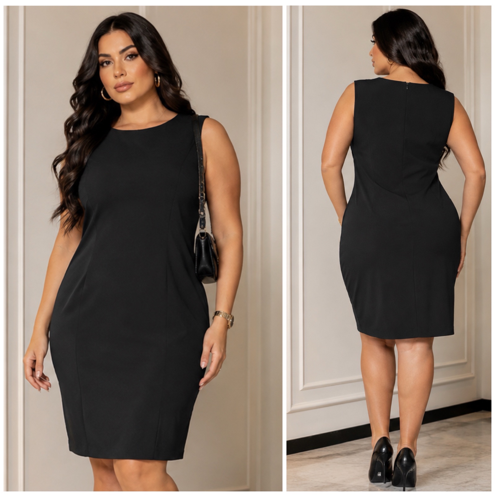 🌹 Robe noire élégante HUGO BOSS – Coupe droite chic & intemporelle – Sans manches – Col rond – Fermeture zippée au dos – Style professionnel & soirée – Très belle pièce raffinée🔥🌹🥰✨🌹