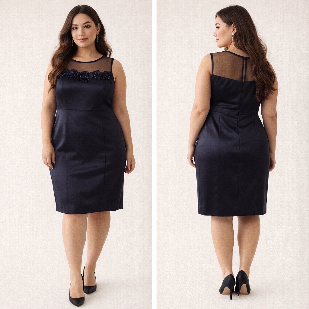 Robe chic et élégante M&Co Boutique avec voile transparent et fleurs en relief – coupe féminine ajustée – parfaite pour soirée, mariage, fiançailles et occasions spéciales 🔥🔥🌹✨🌹🔥🥰