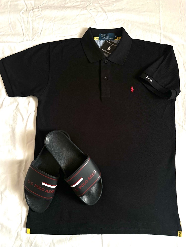 T-shirt Polo Ralph Lauren + Claquettes U.S Polo Assn 😍🖤🌹