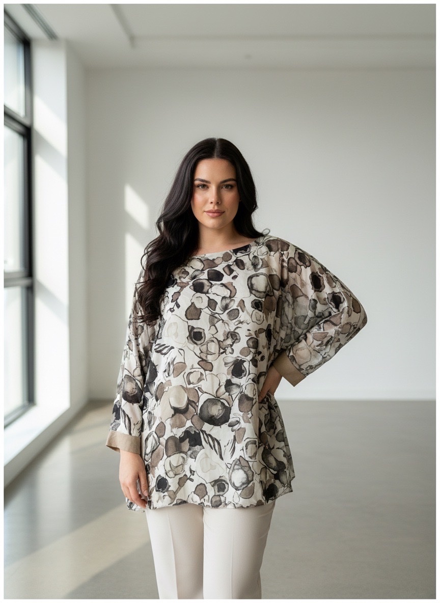 ✨ Chic Italien : Haut Fluide “Made in Italy” Imprimé Abstrait  - Taille Unique ! ✨
