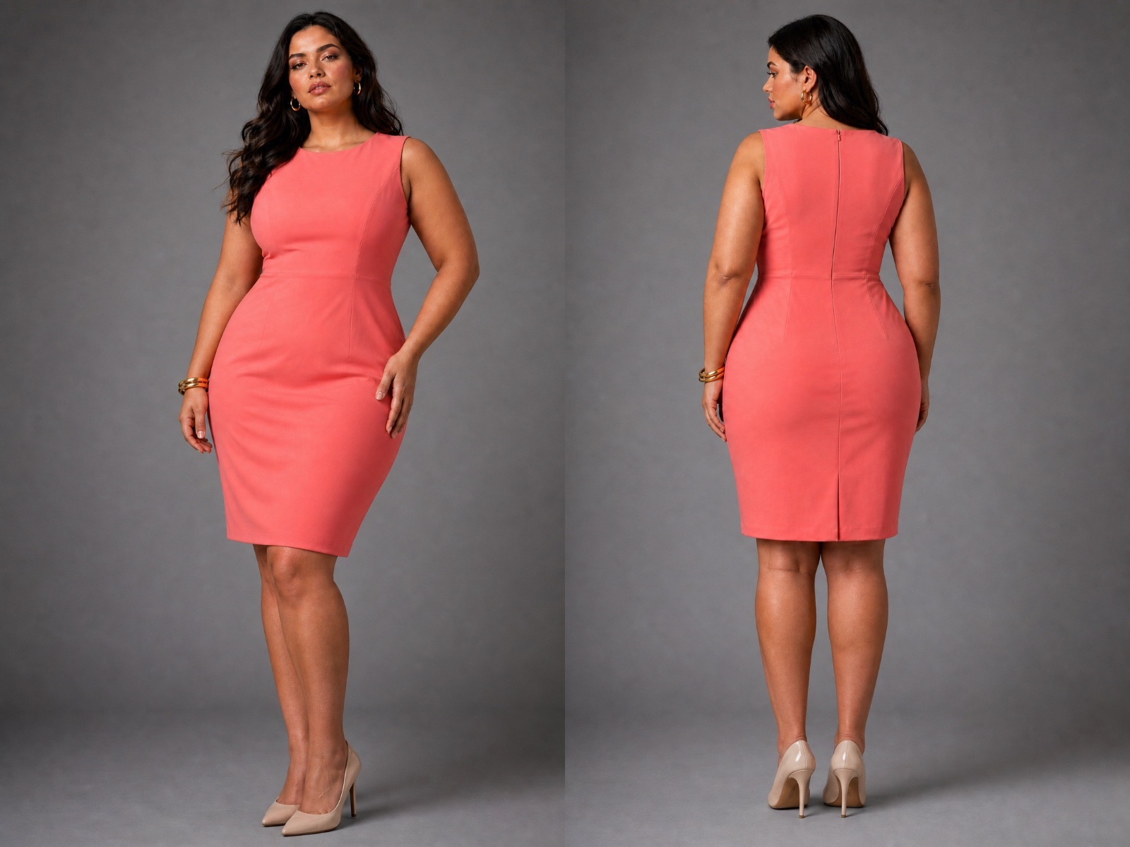 Robe Fourreau Chic & Élégante Bexleys Woman - Rose Rouge Corail Vibrant - Sublimez Votre Silhouette Curvy !